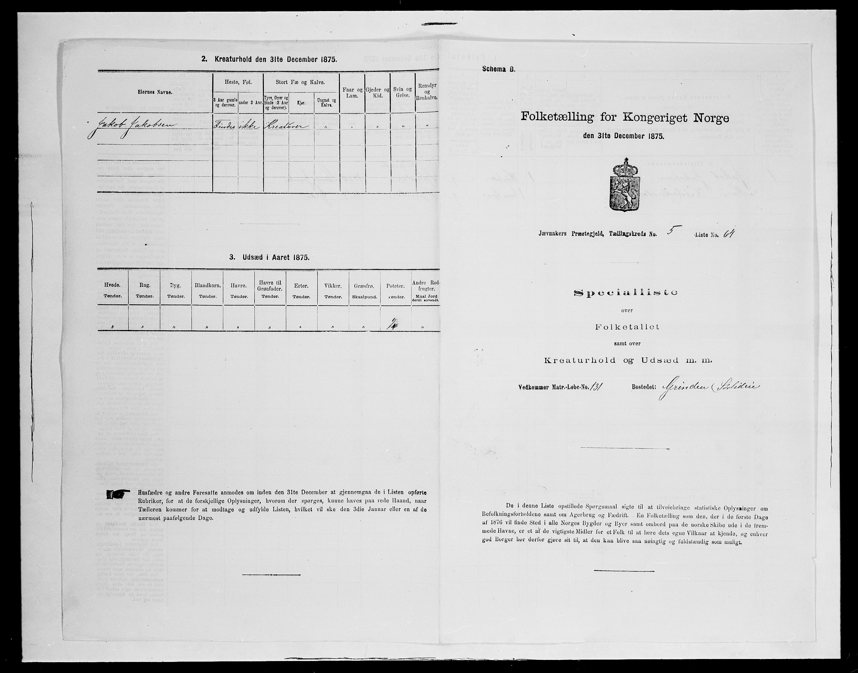 SAH, 1875 census for 0532P Jevnaker, 1875, p. 935