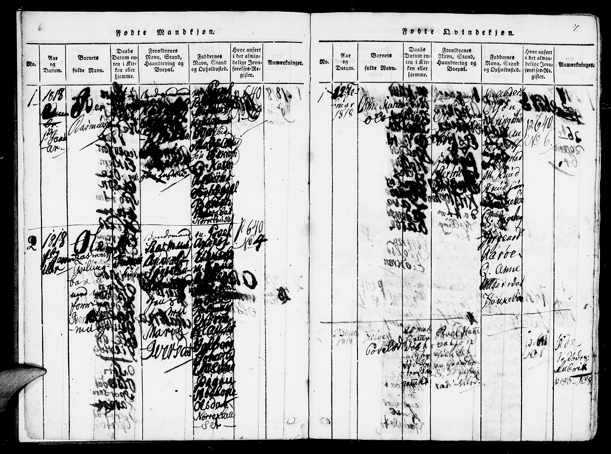 Ministerialprotokoller, klokkerbøker og fødselsregistre - Møre og Romsdal, AV/SAT-A-1454/560/L0718: Parish register (official) no. 560A02, 1817-1844, p. 6-7