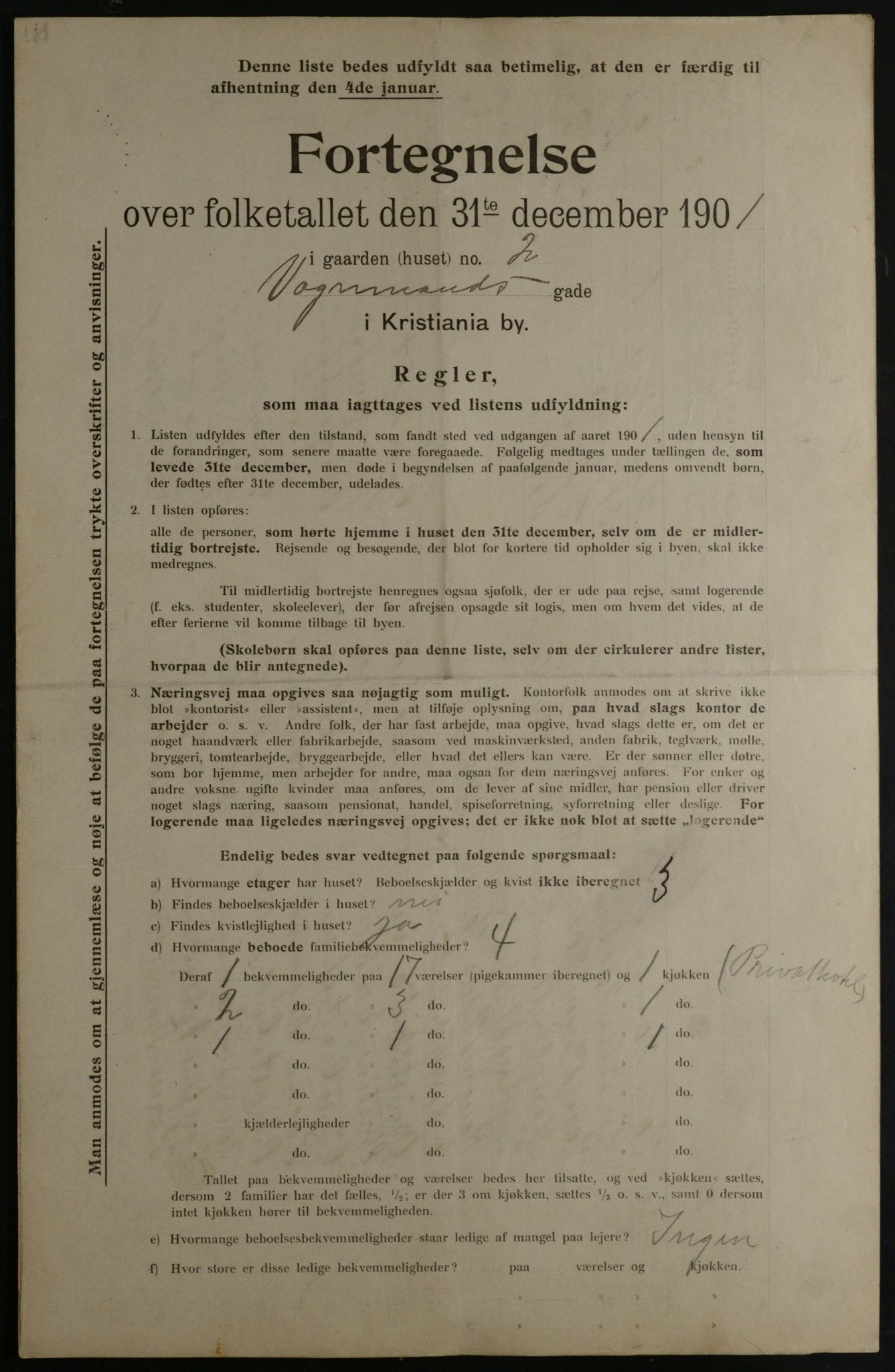 OBA, Municipal Census 1901 for Kristiania, 1901, p. 19067