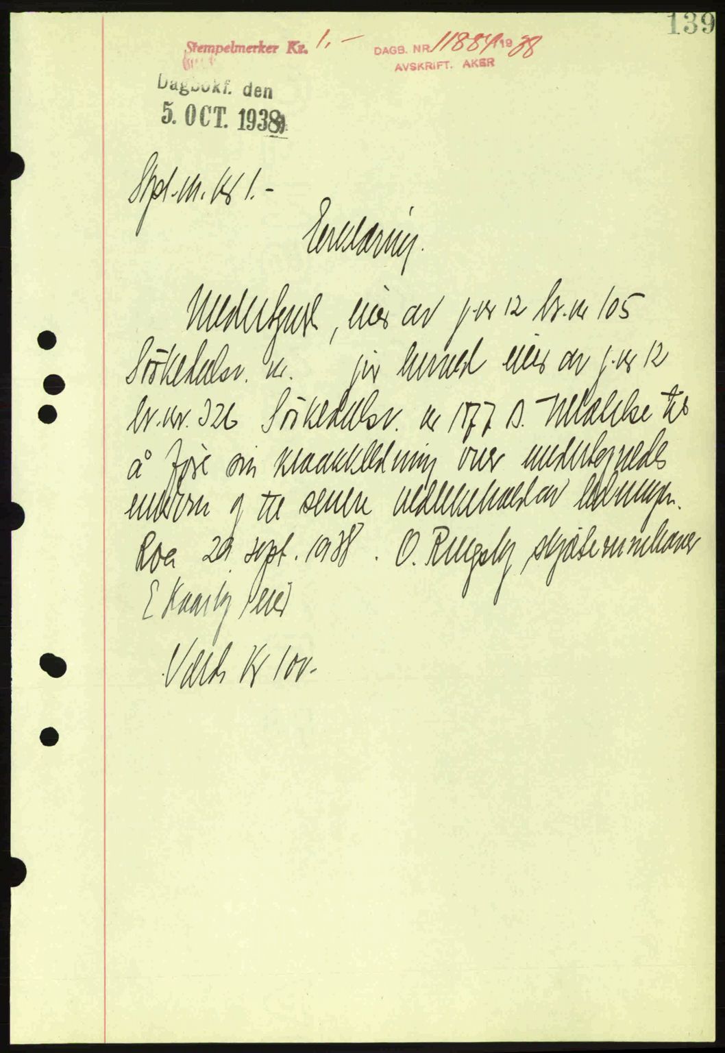Aker herredsskriveri, SAO/A-10896/G/Gb/Gba/Gbab/L0025: Mortgage book no. A154-155, 1938-1938, Diary no: : 11884/1938