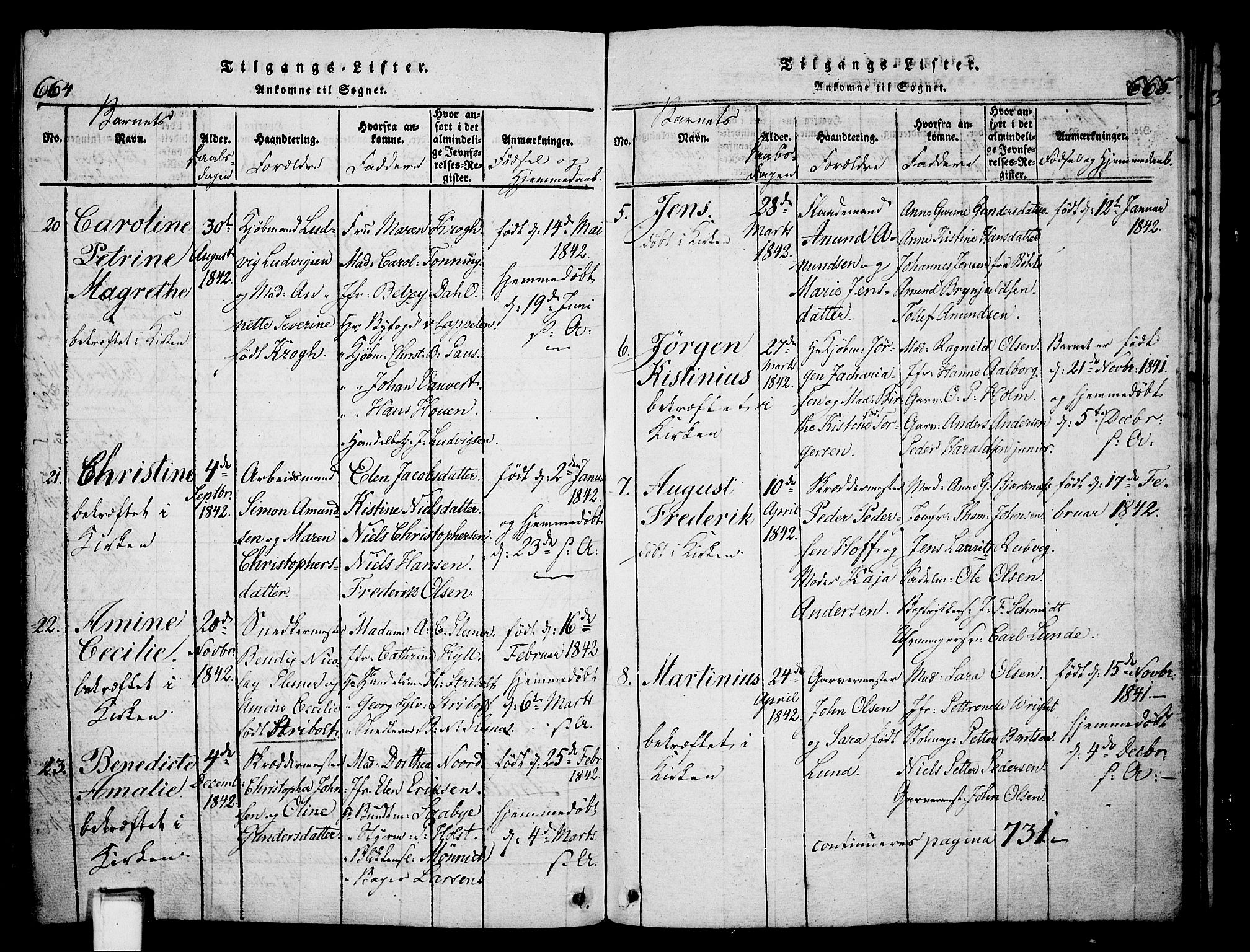 Skien kirkebøker, AV/SAKO-A-302/G/Ga/L0002: Parish register (copy) no. 2, 1814-1842, p. 664-665