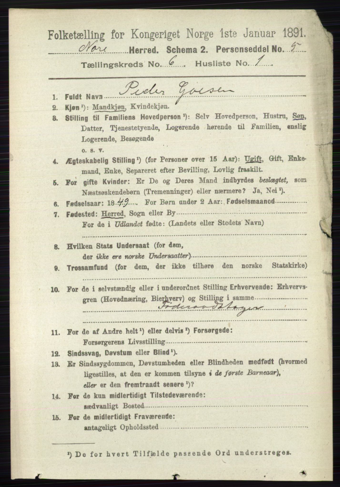 RA, 1891 census for 0633 Nore, 1891, p. 1969