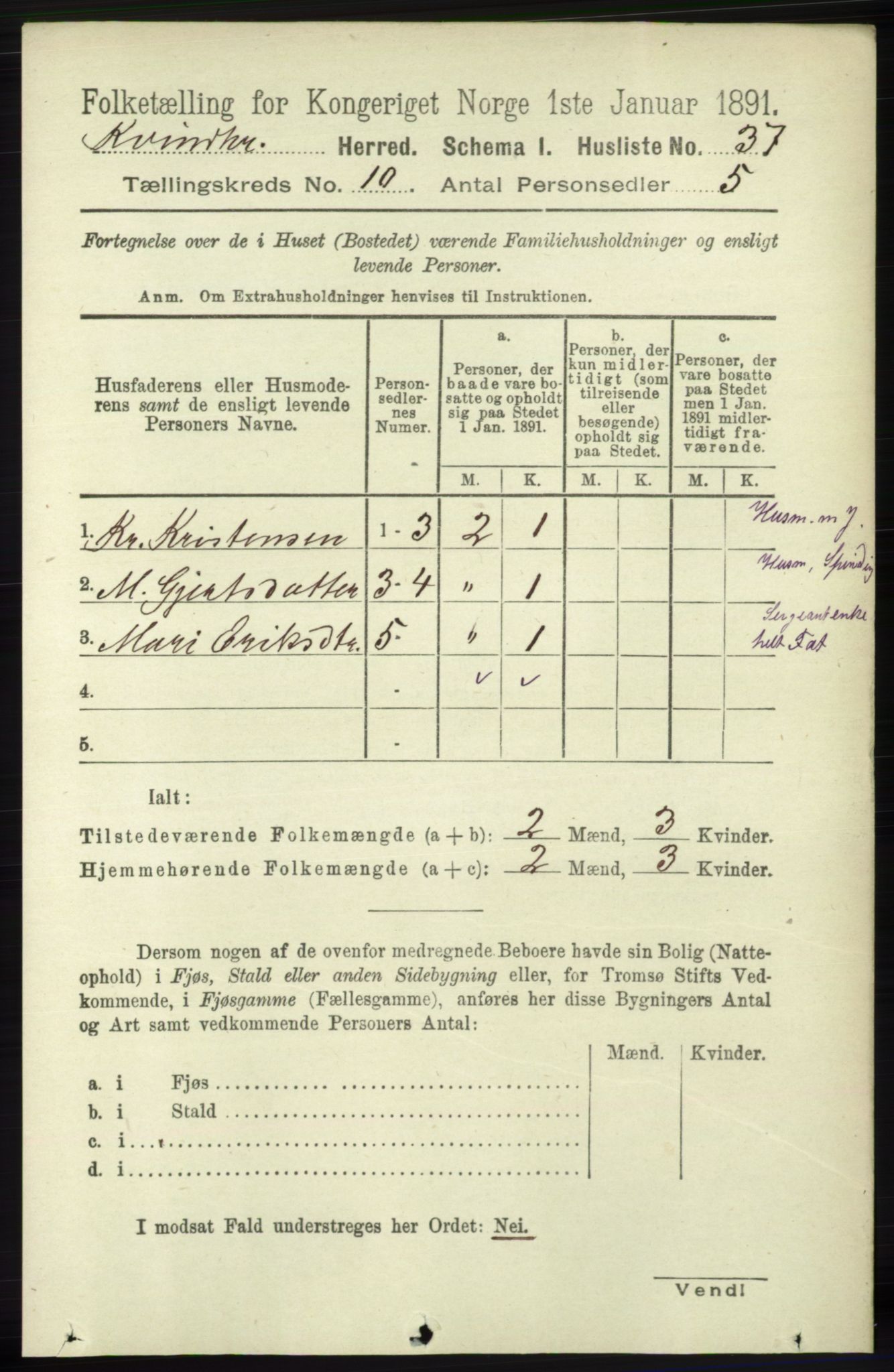 RA, 1891 census for 1224 Kvinnherad, 1891, p. 3557