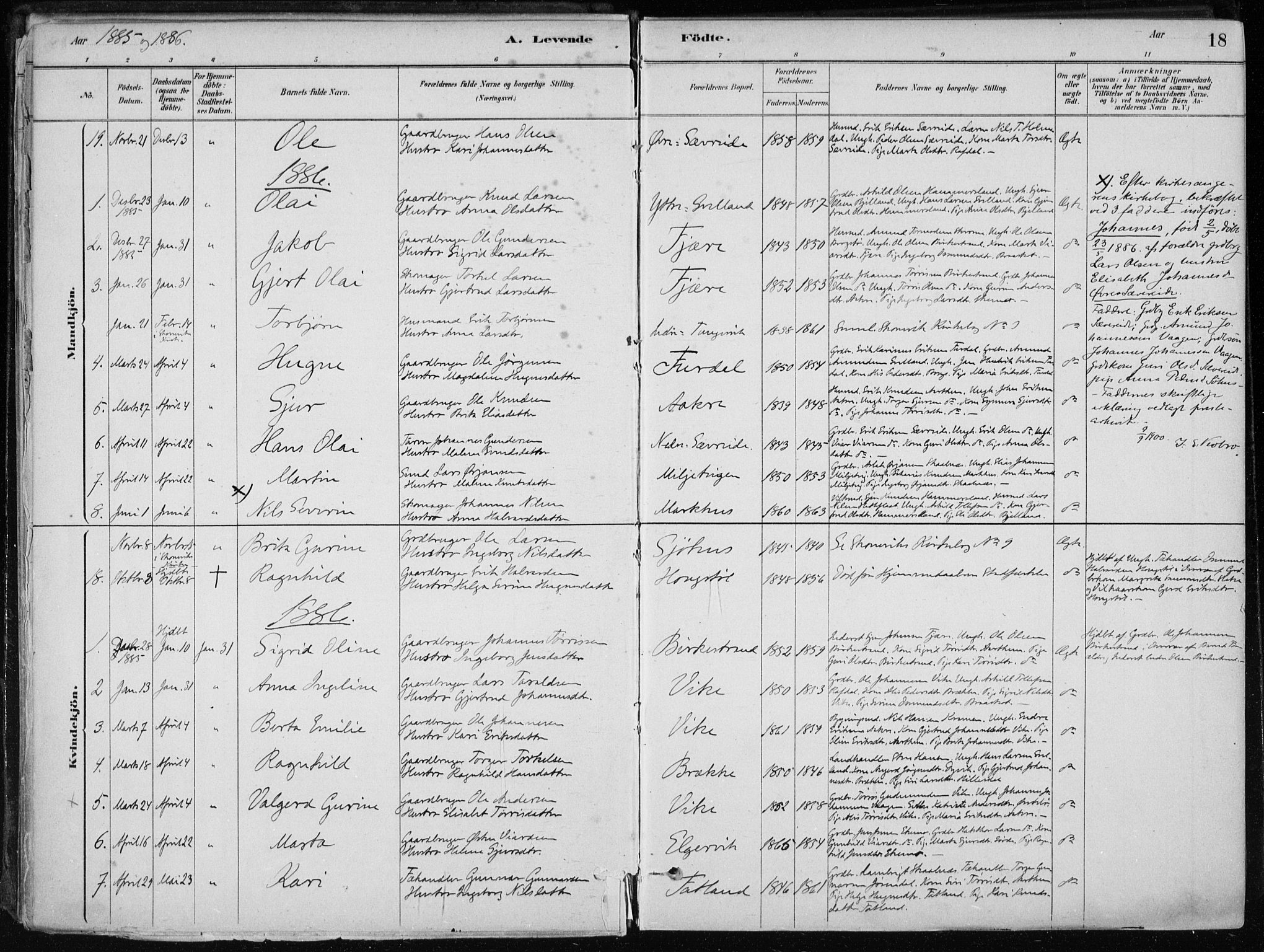 Skånevik sokneprestembete, SAB/A-77801/H/Haa: Parish register (official) no. E  1, 1879-1901, p. 18