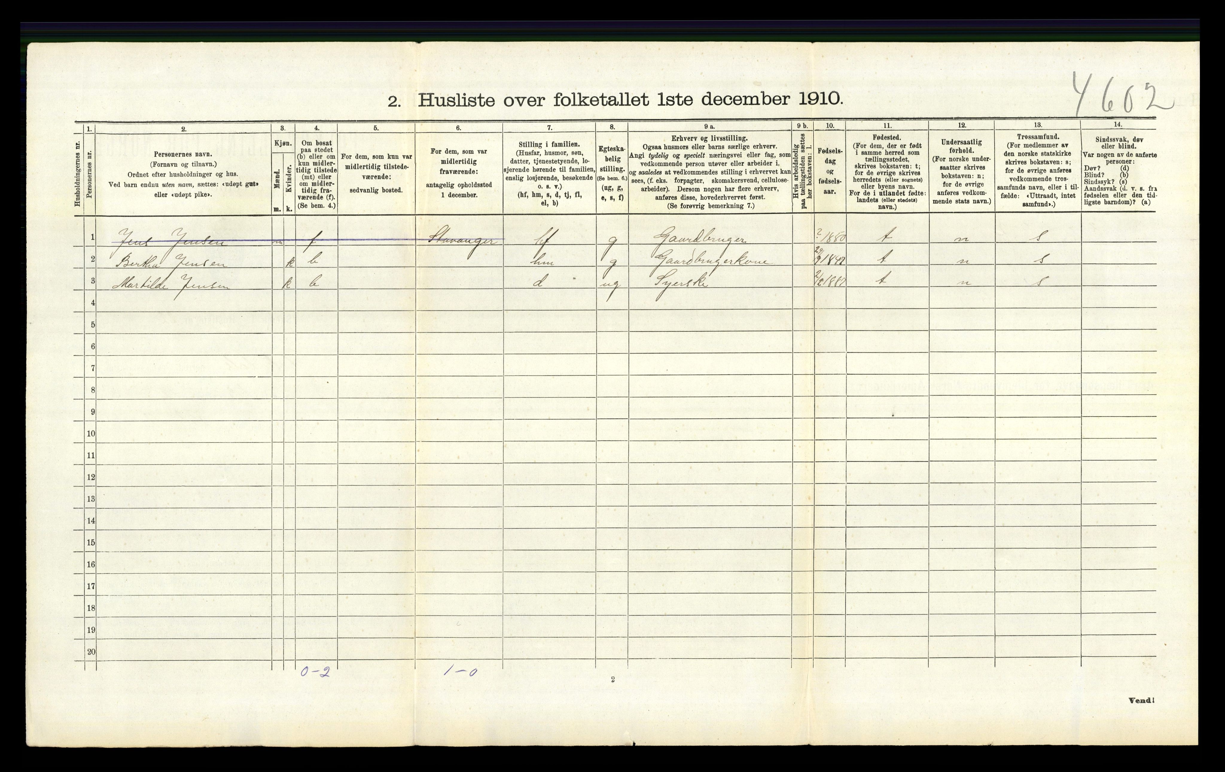 RA, 1910 census for Vikedal, 1910, p. 482