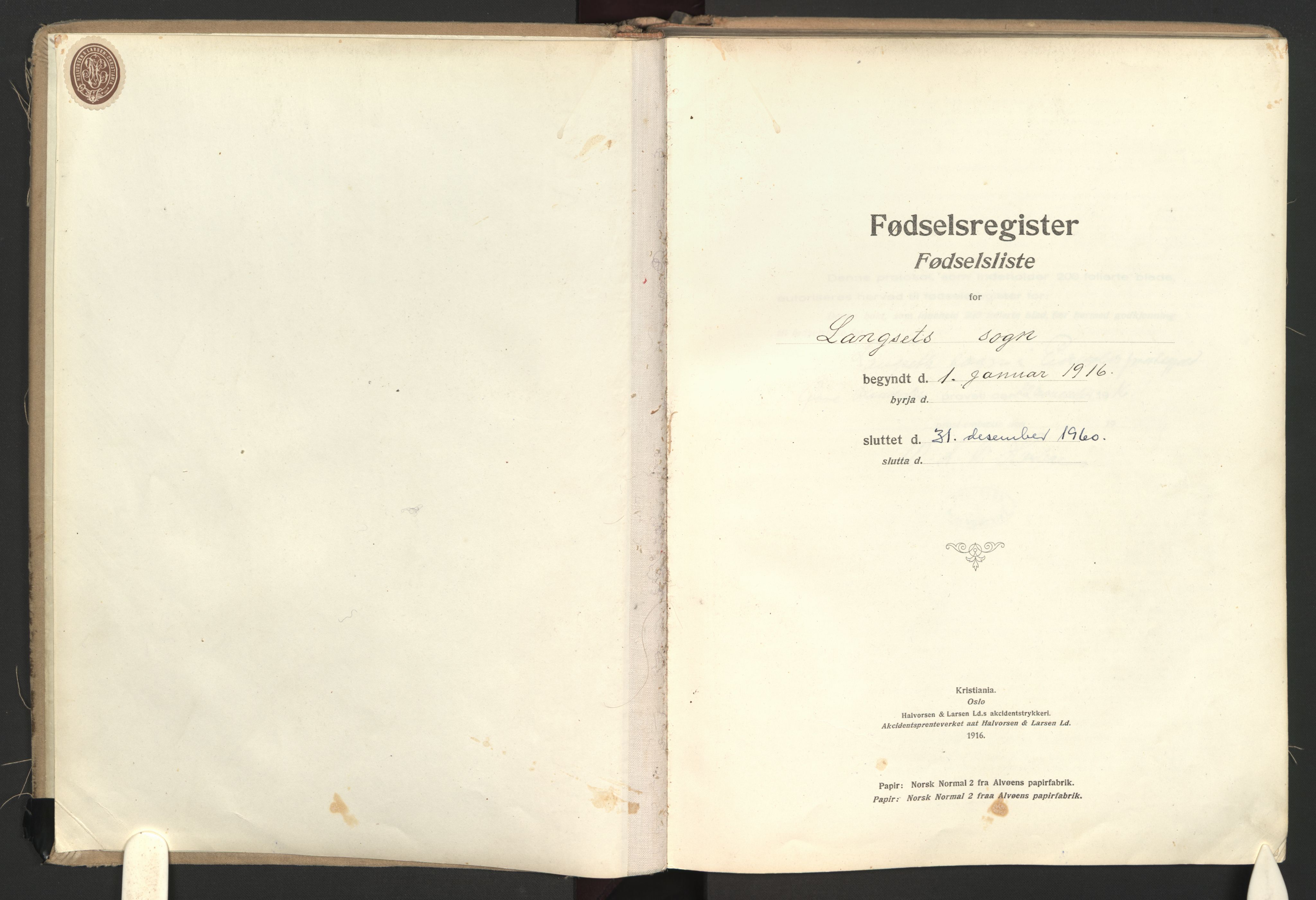 Eidsvoll prestekontor Kirkebøker, SAO/A-10888: Birth register no. II 1, 1916-1959