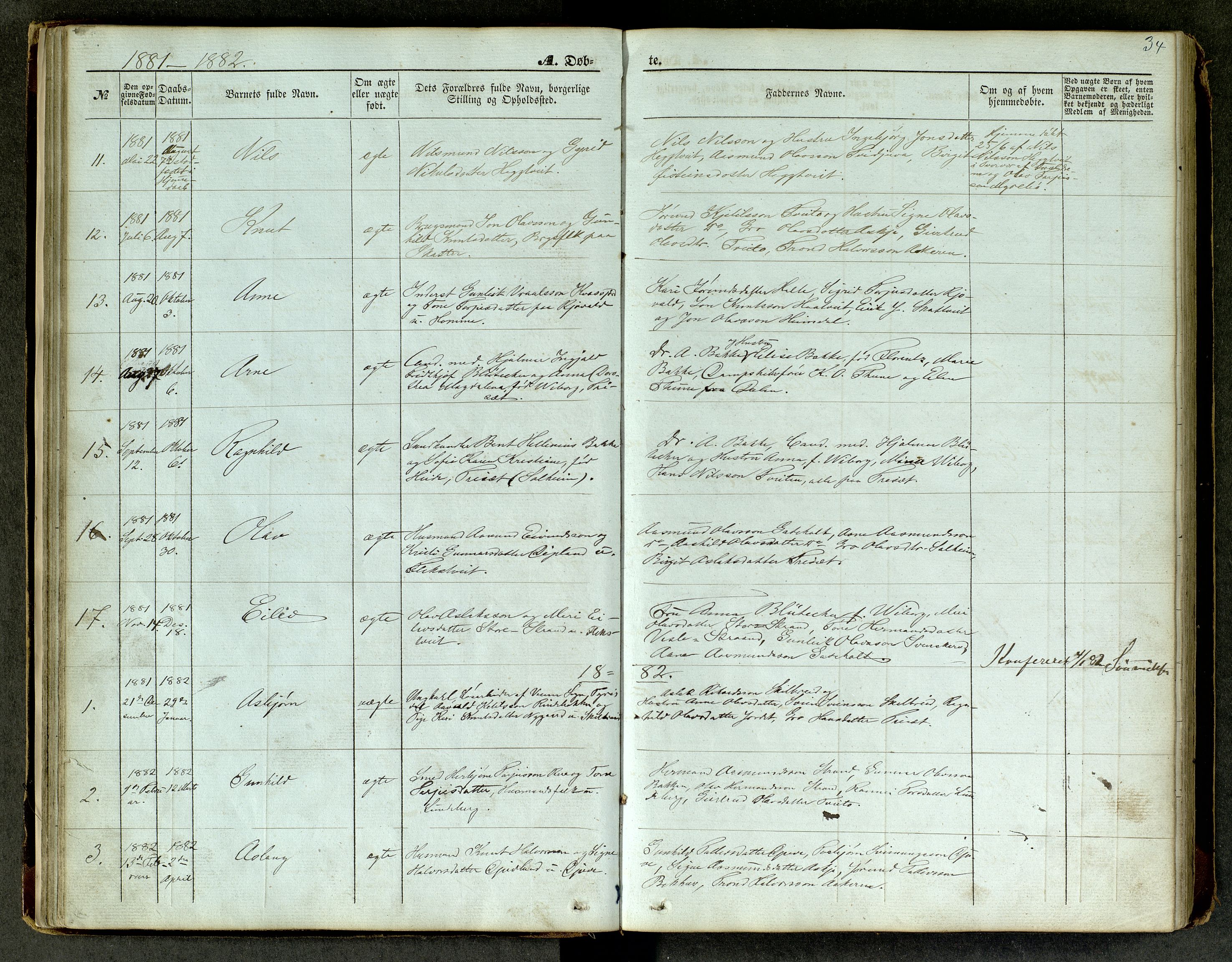Lårdal kirkebøker, SAKO/A-284/G/Ga/L0002: Parish register (copy) no. I 2, 1861-1890, p. 34