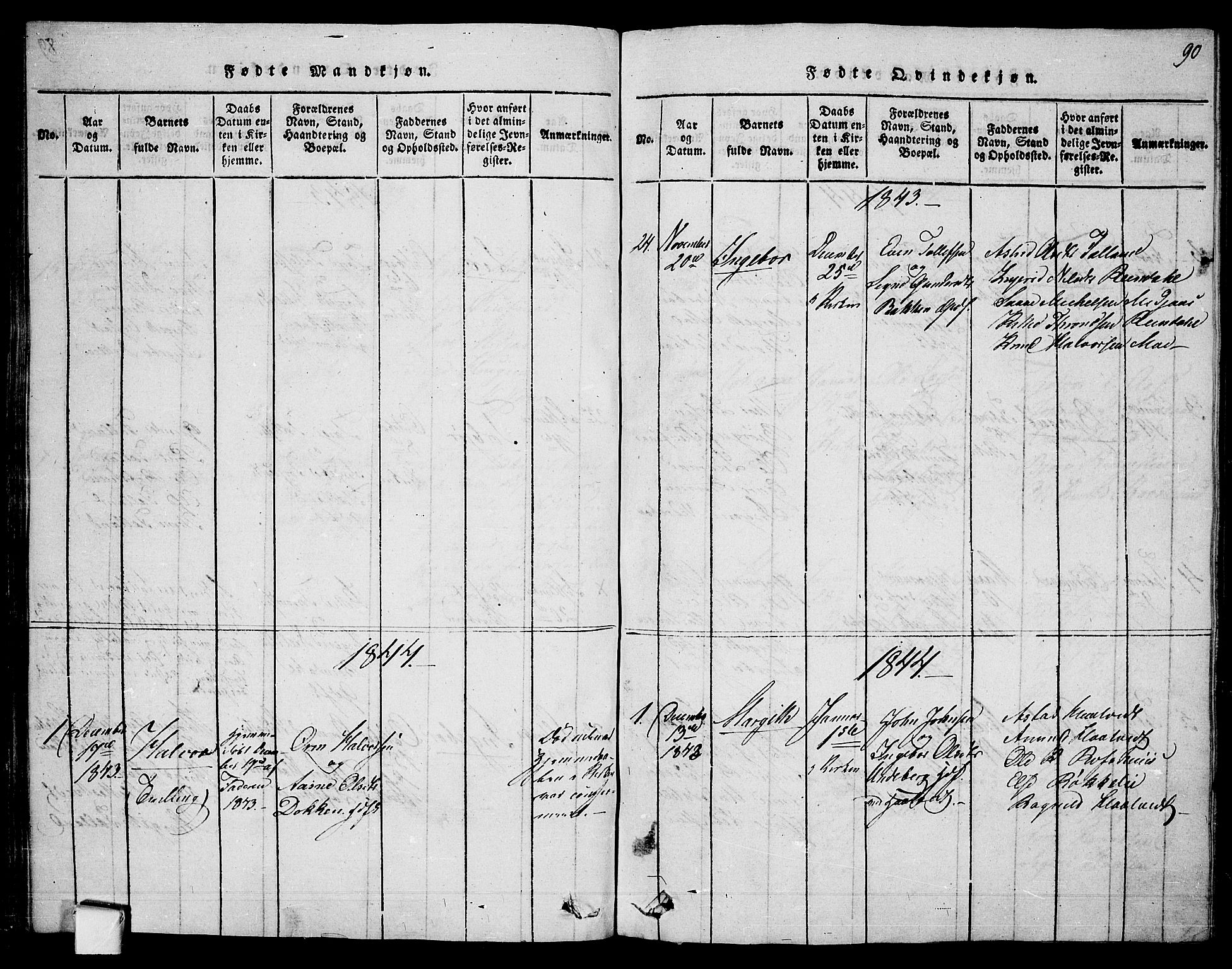 Mo kirkebøker, SAKO/A-286/F/Fa/L0004: Parish register (official) no. I 4, 1814-1844, p. 90