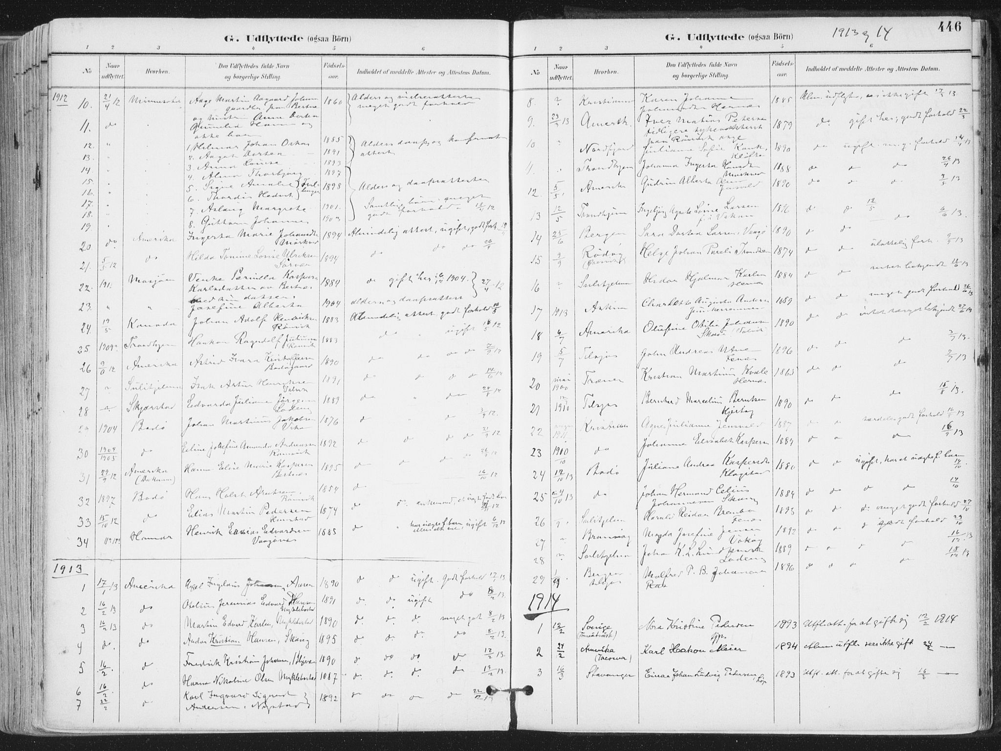 Ministerialprotokoller, klokkerbøker og fødselsregistre - Nordland, SAT/A-1459/802/L0055: Parish register (official) no. 802A02, 1894-1915, p. 446