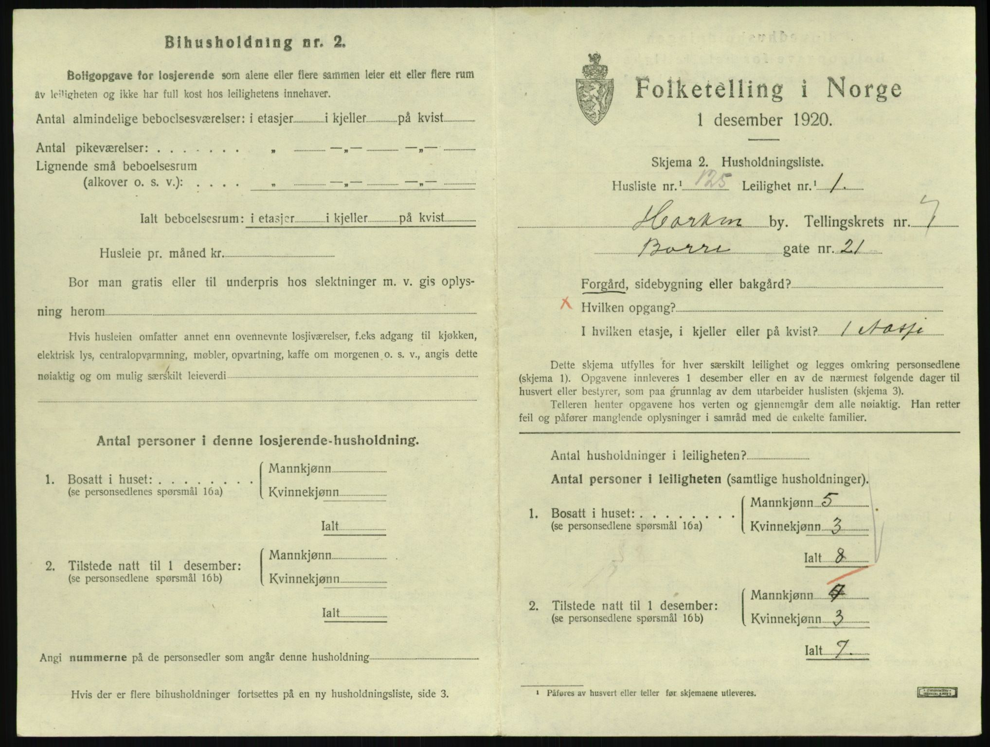 SAKO, 1920 census for Horten, 1920, p. 7653