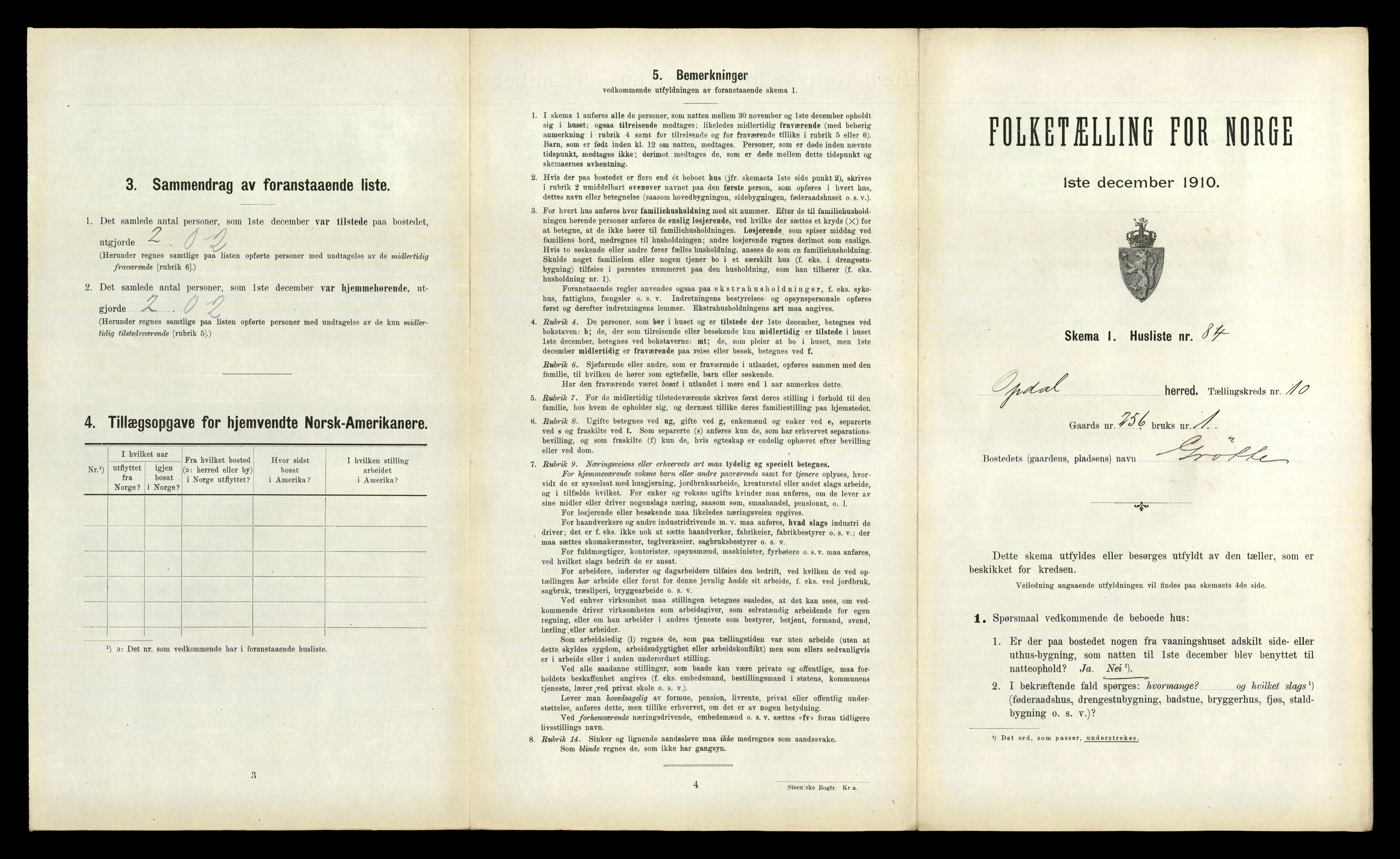 RA, 1910 census for Oppdal, 1910, p. 1203