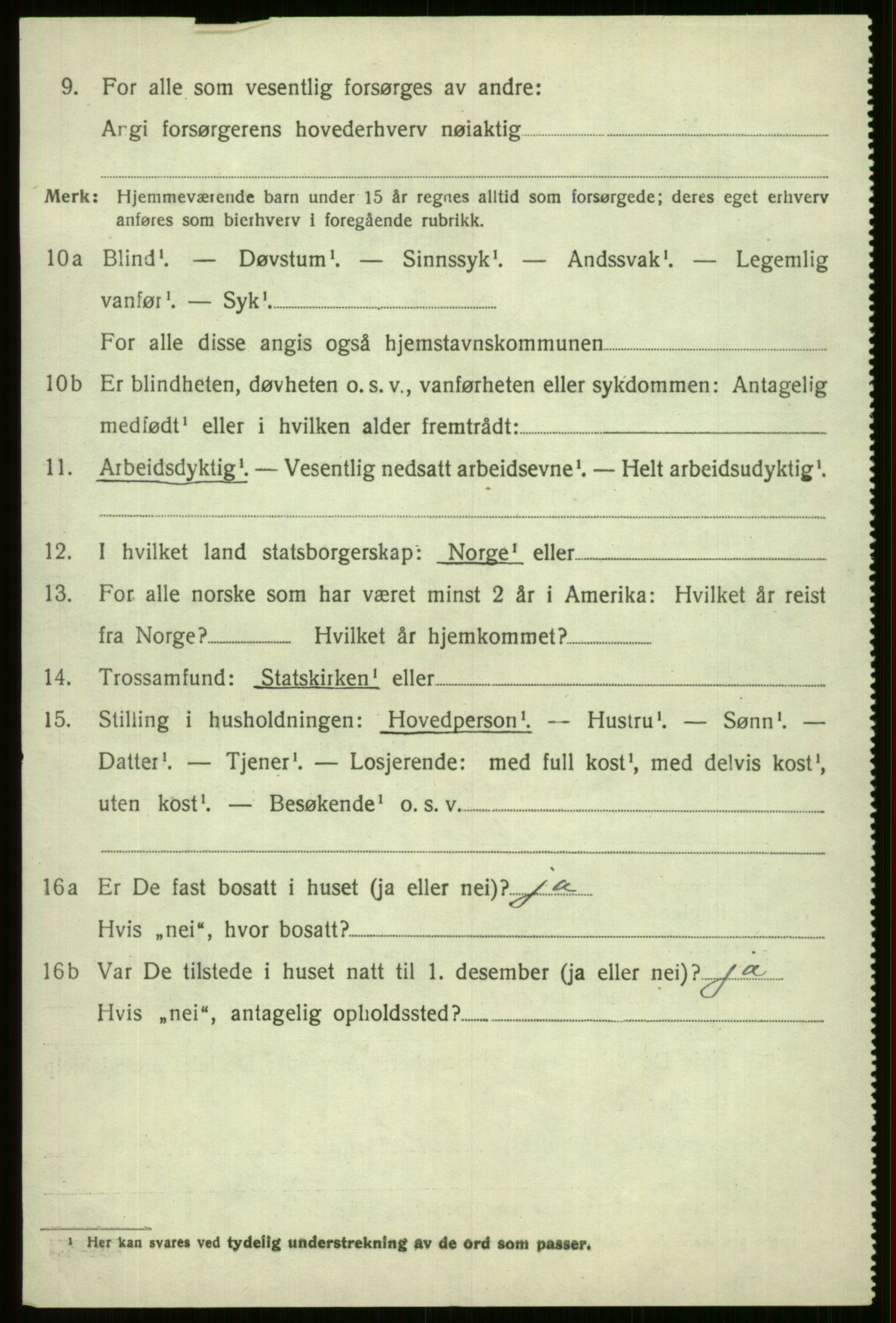 SAB, 1920 census for Voss, 1920, p. 15626