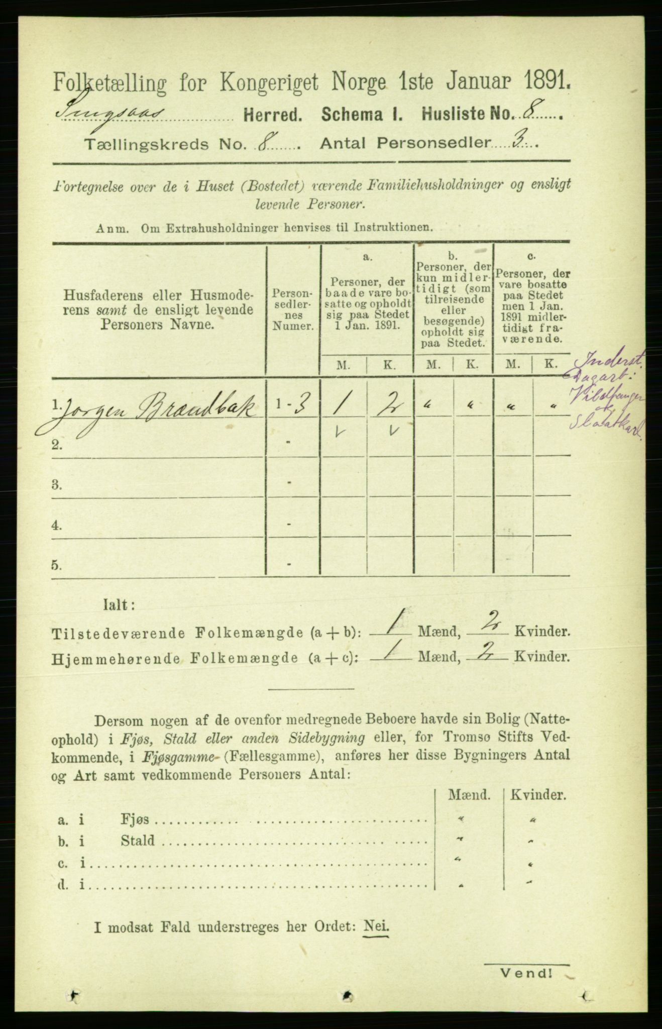 RA, 1891 census for 1646 Singsås, 1891, p. 1681