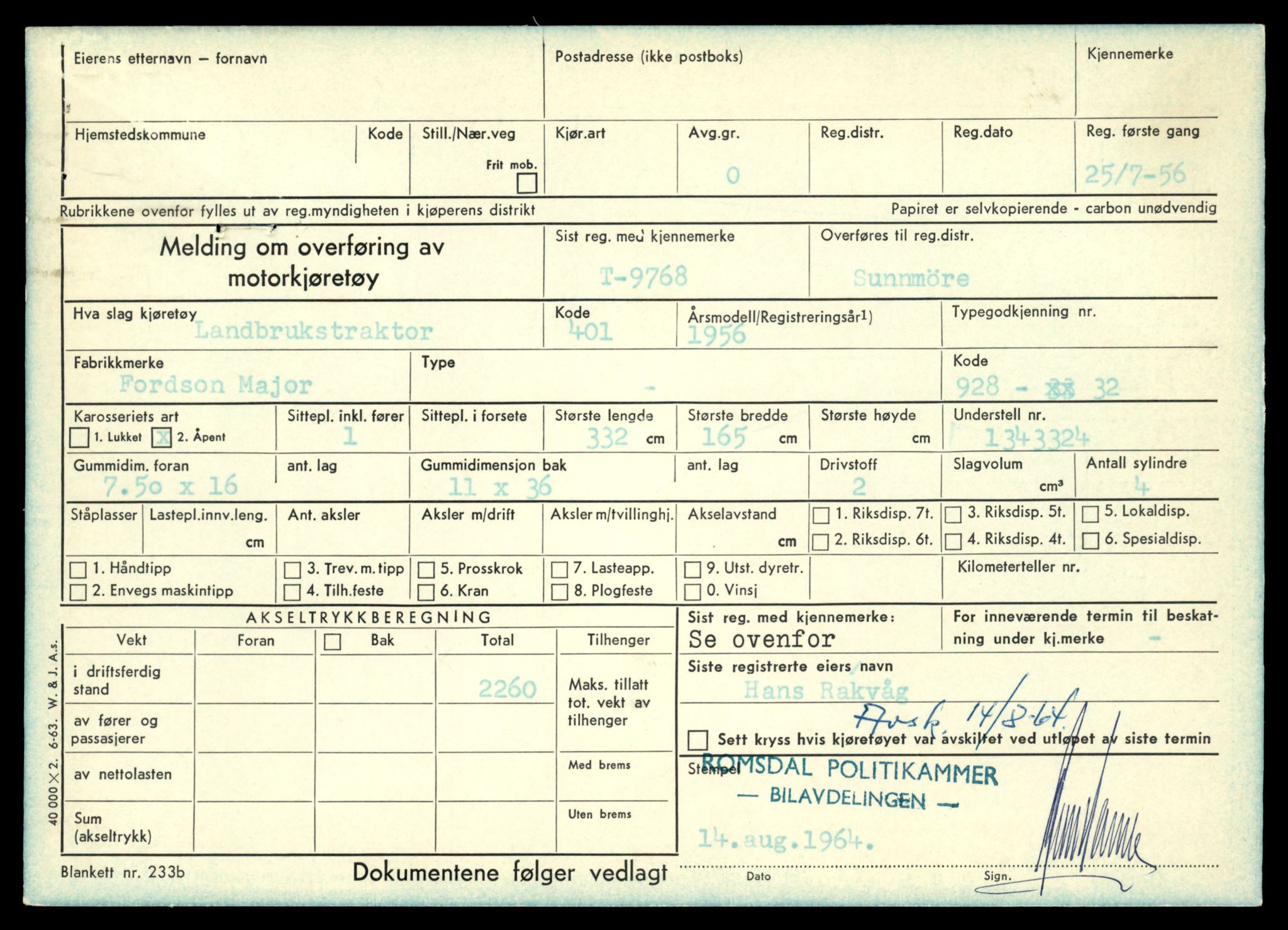 Møre og Romsdal vegkontor - Ålesund trafikkstasjon, AV/SAT-A-4099/F/Fe/L0017: Registreringskort for kjøretøy T 1985 - T 10090, 1927-1998, p. 1009