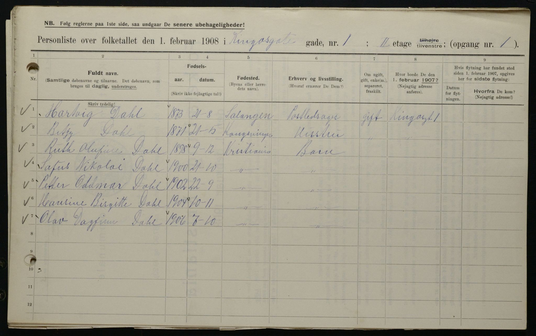 OBA, Municipal Census 1908 for Kristiania, 1908, p. 44318