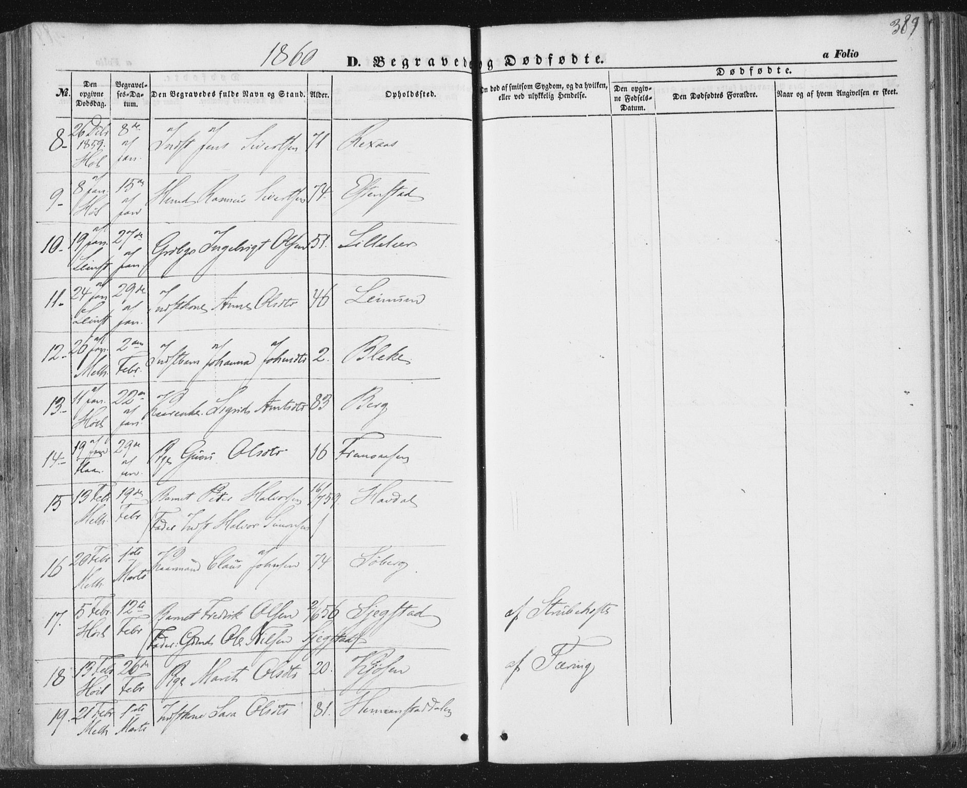 Ministerialprotokoller, klokkerbøker og fødselsregistre - Sør-Trøndelag, SAT/A-1456/691/L1076: Parish register (official) no. 691A08, 1852-1861, p. 389