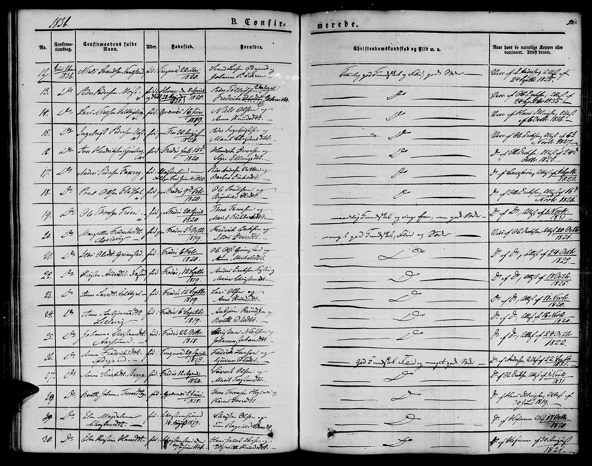 Ministerialprotokoller, klokkerbøker og fødselsregistre - Møre og Romsdal, AV/SAT-A-1454/572/L0843: Parish register (official) no. 572A06, 1832-1842, p. 210