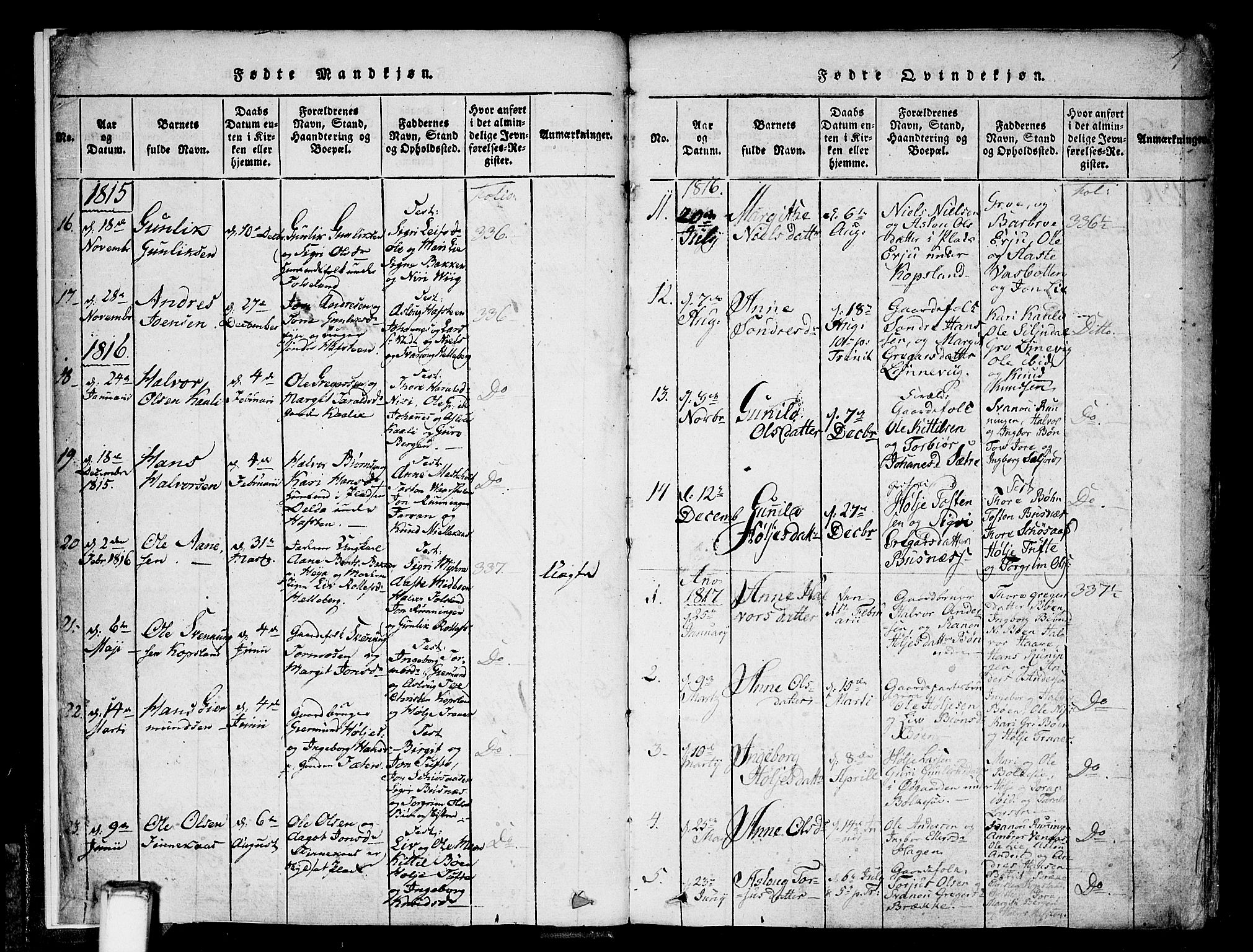 Gransherad kirkebøker, AV/SAKO-A-267/F/Fa/L0001: Parish register (official) no. I 1, 1815-1843, p. 4