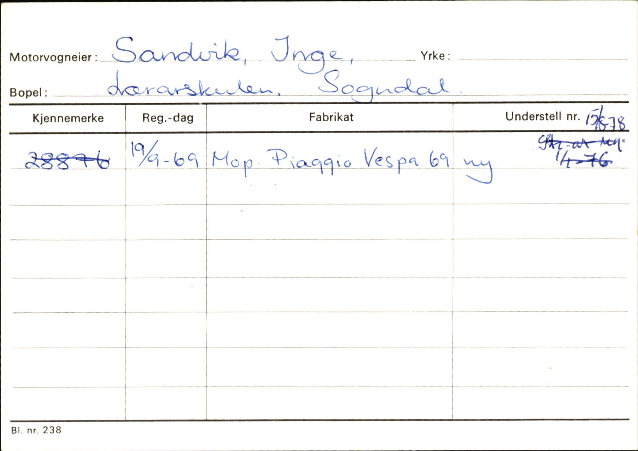 Statens vegvesen, Sogn og Fjordane vegkontor, AV/SAB-A-5301/4/F/L0145: Registerkort Vågsøy S-Å. Årdal I-P, 1945-1975, p. 35