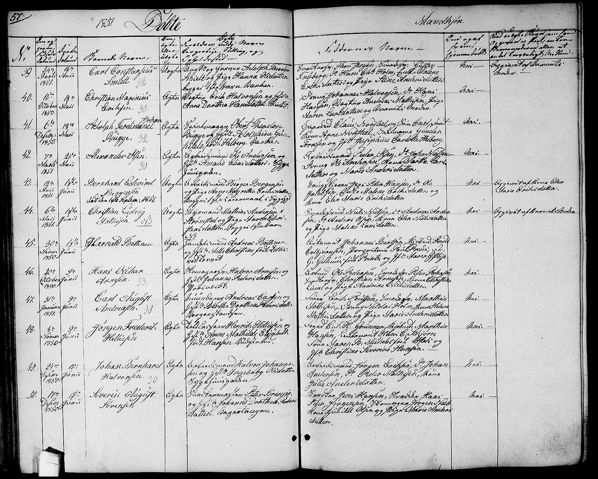 Halden prestekontor Kirkebøker, SAO/A-10909/G/Ga/L0004: Parish register (copy) no. 4, 1845-1854, p. 57