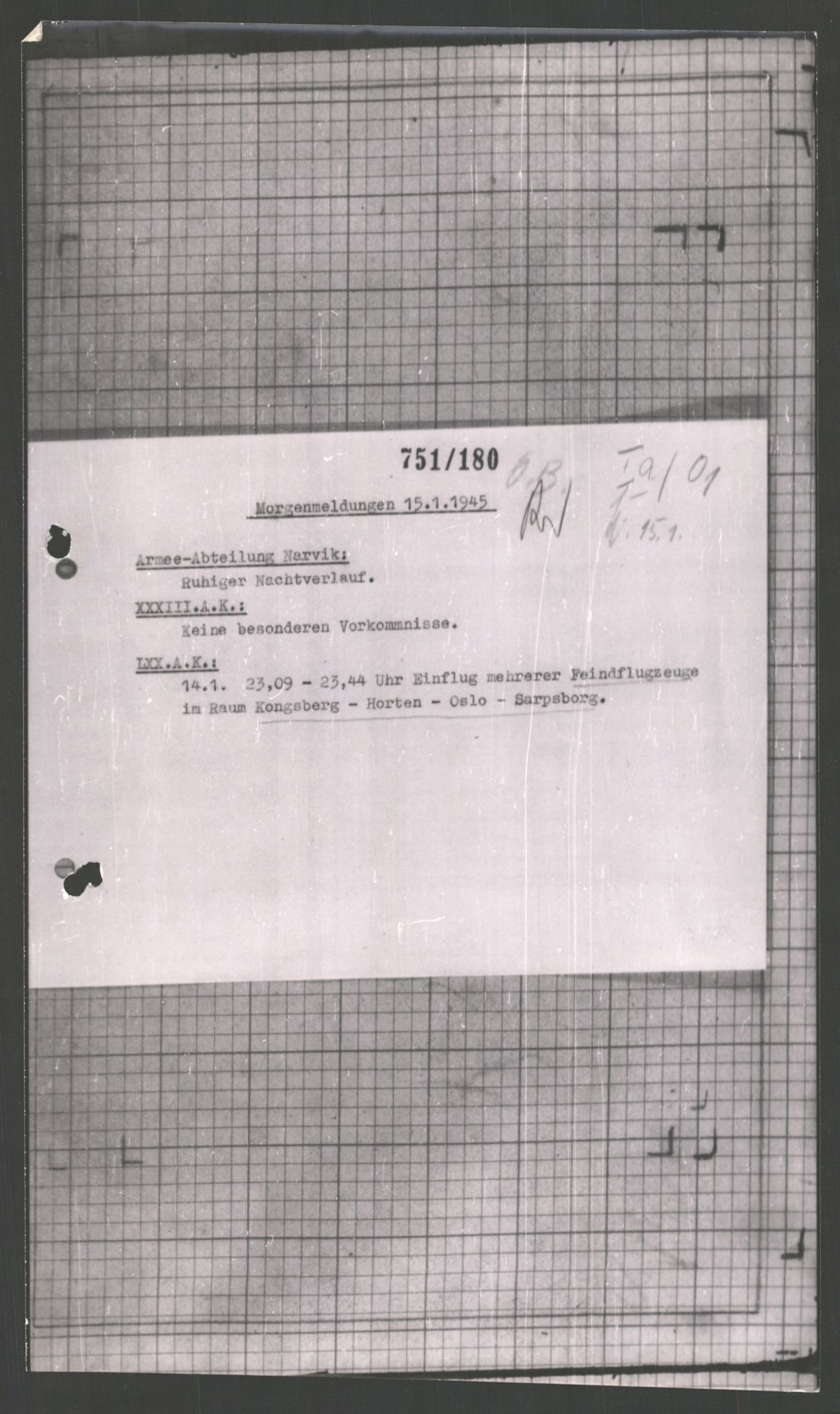 Forsvarets Overkommando. 2 kontor. Arkiv 11.4. Spredte tyske arkivsaker, AV/RA-RAFA-7031/D/Dar/Dara/L0002: Krigsdagbøker for 20. Gebirgs-Armee-Oberkommando (AOK 20), 1945, p. 62
