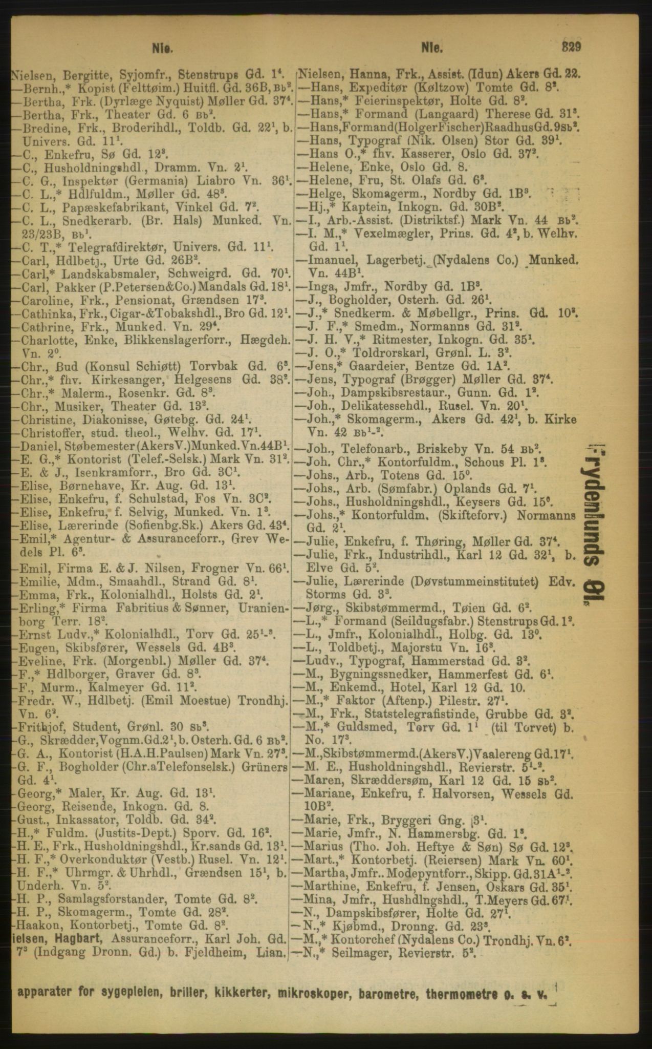 Kristiania/Oslo adressebok, PUBL/-, 1889, p. 329