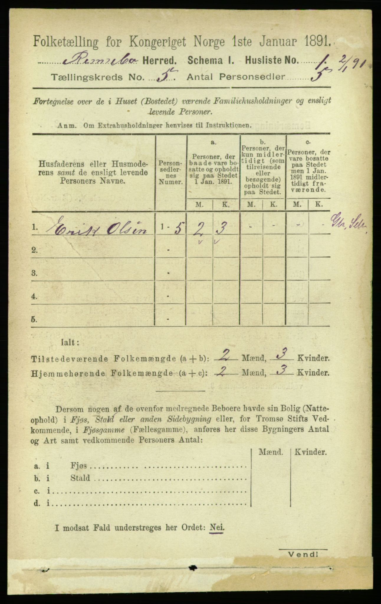 RA, 1891 census for 1635 Rennebu, 1891, p. 2559