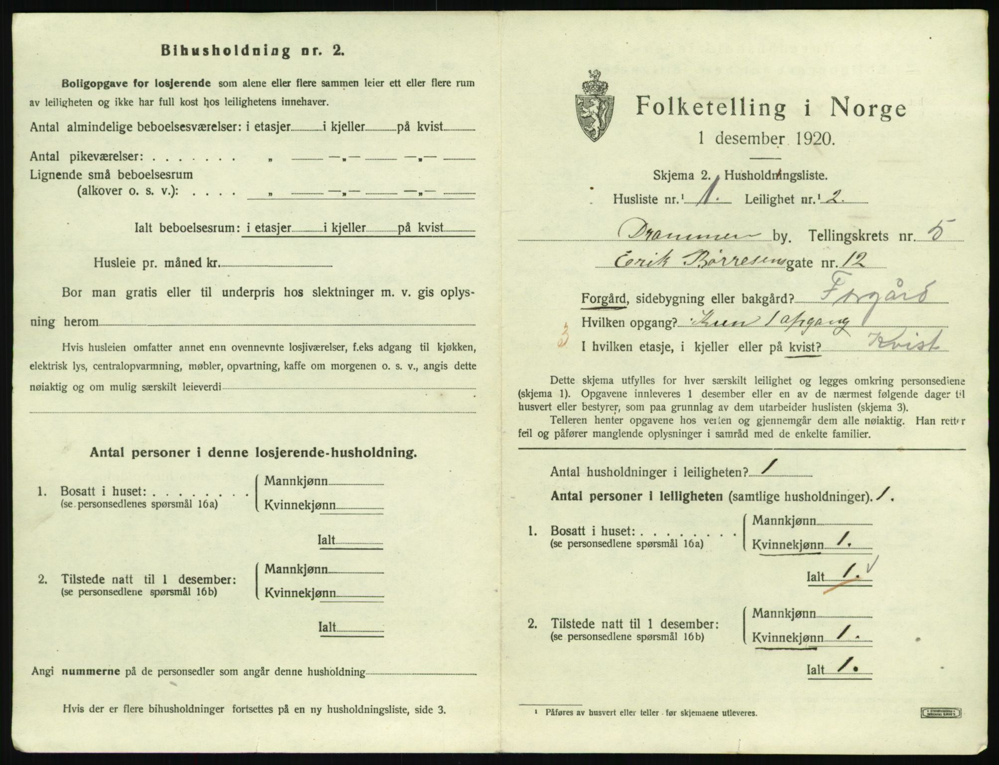 SAKO, 1920 census for Drammen, 1920, p. 9911