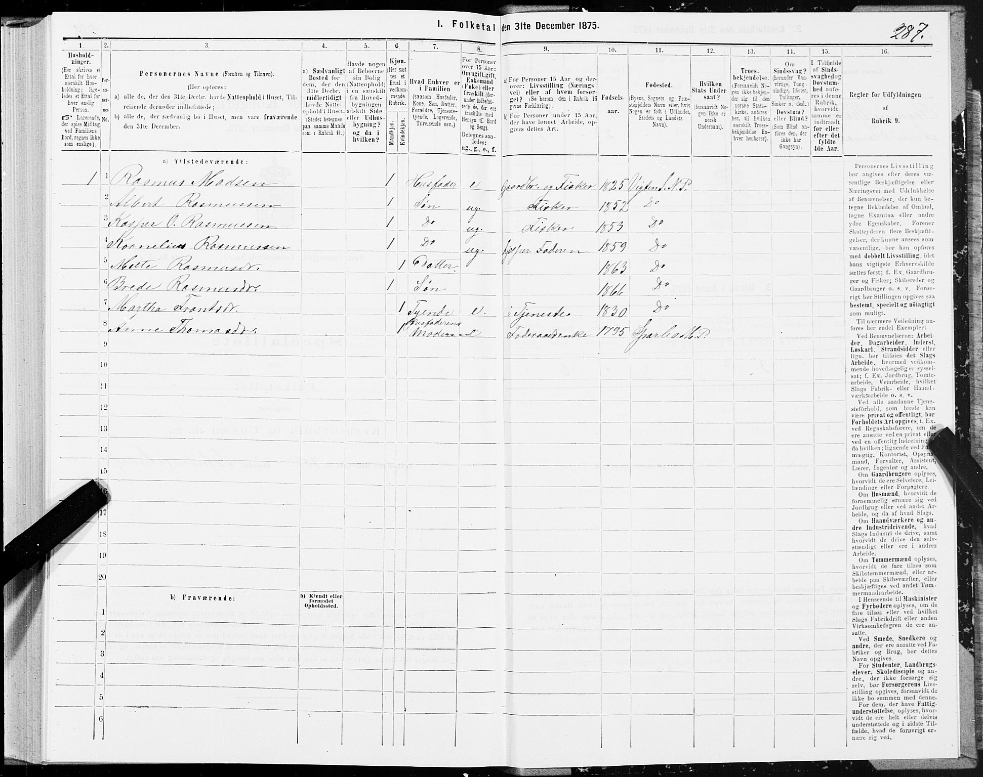 SAT, 1875 census for 1751P Nærøy, 1875, p. 3287