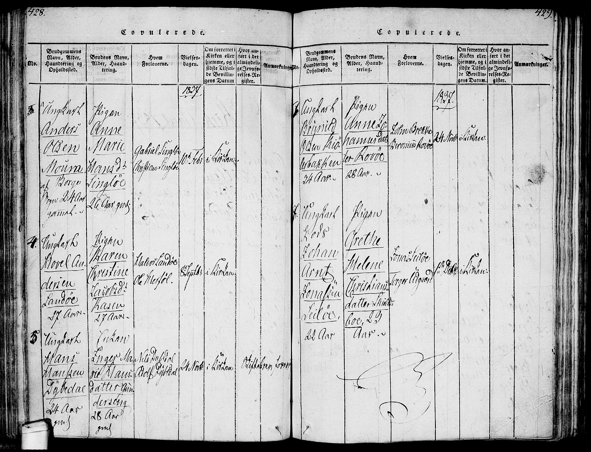 Hvaler prestekontor Kirkebøker, SAO/A-2001/F/Fa/L0005: Parish register (official) no. I 5, 1816-1845, p. 428-429
