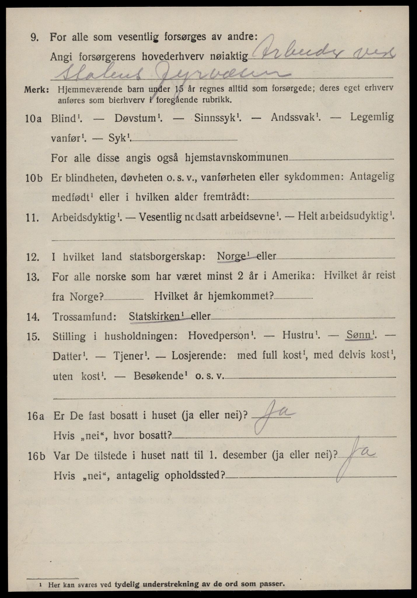 SAT, 1920 census for Volda, 1920, p. 11169