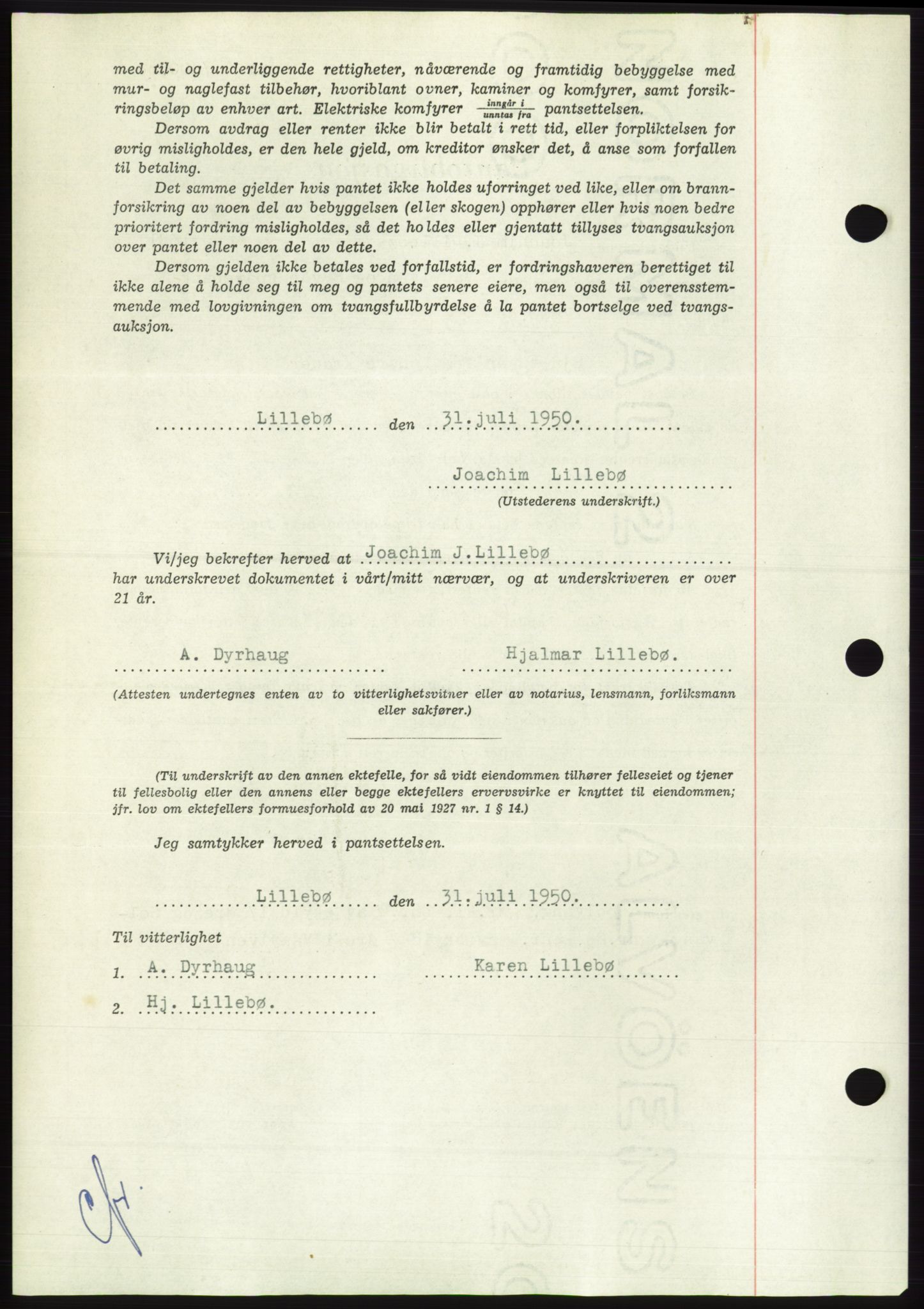 Søre Sunnmøre sorenskriveri, AV/SAT-A-4122/1/2/2C/L0119: Mortgage book no. 7B, 1950-1951, Diary no: : 1662/1950