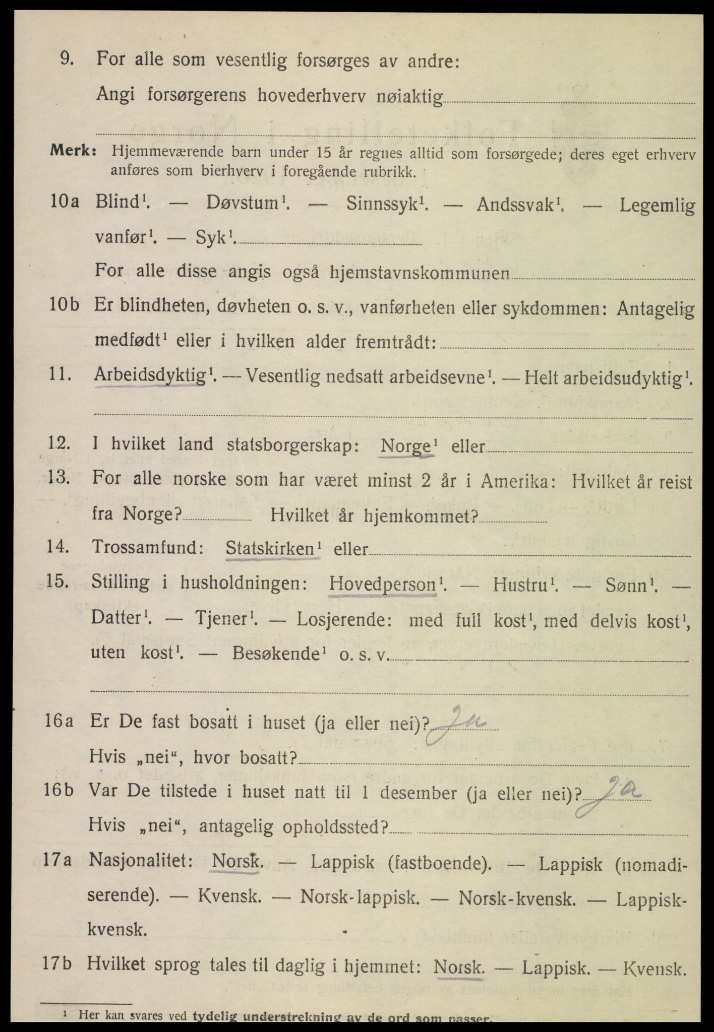 SAT, 1920 census for Meløy, 1920, p. 9140