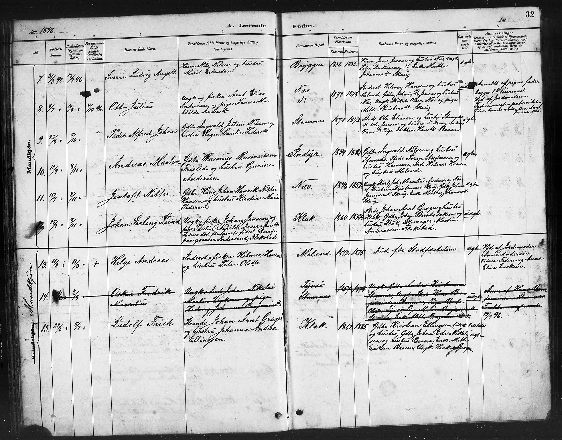 Ministerialprotokoller, klokkerbøker og fødselsregistre - Nordland, AV/SAT-A-1459/808/L0131: Parish register (copy) no. 808C02, 1879-1919, p. 32