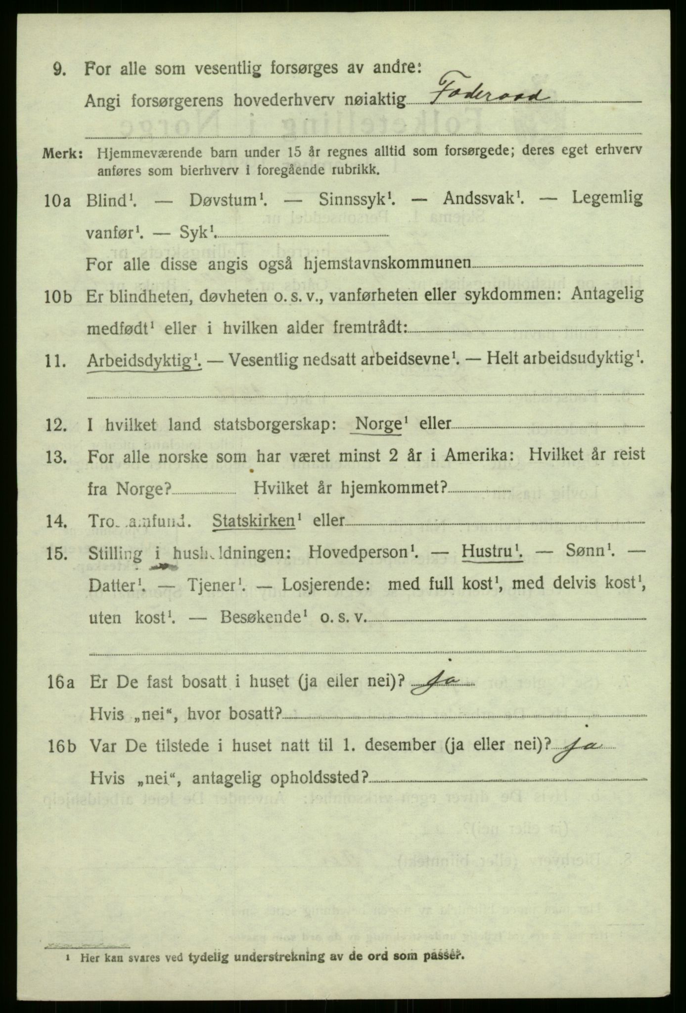 SAB, 1920 census for Førde, 1920, p. 2403