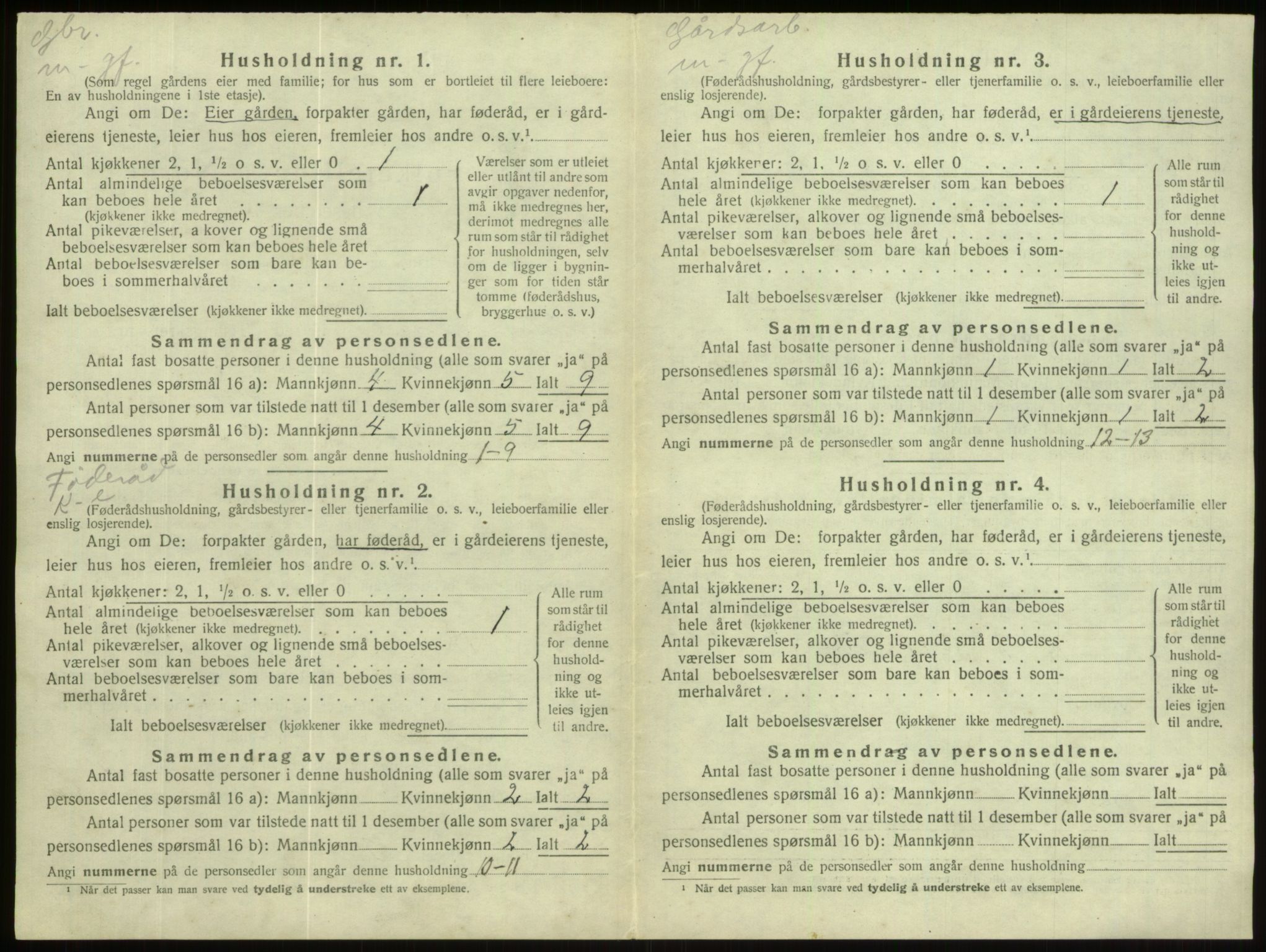 SAB, 1920 census for Hornindal, 1920, p. 476