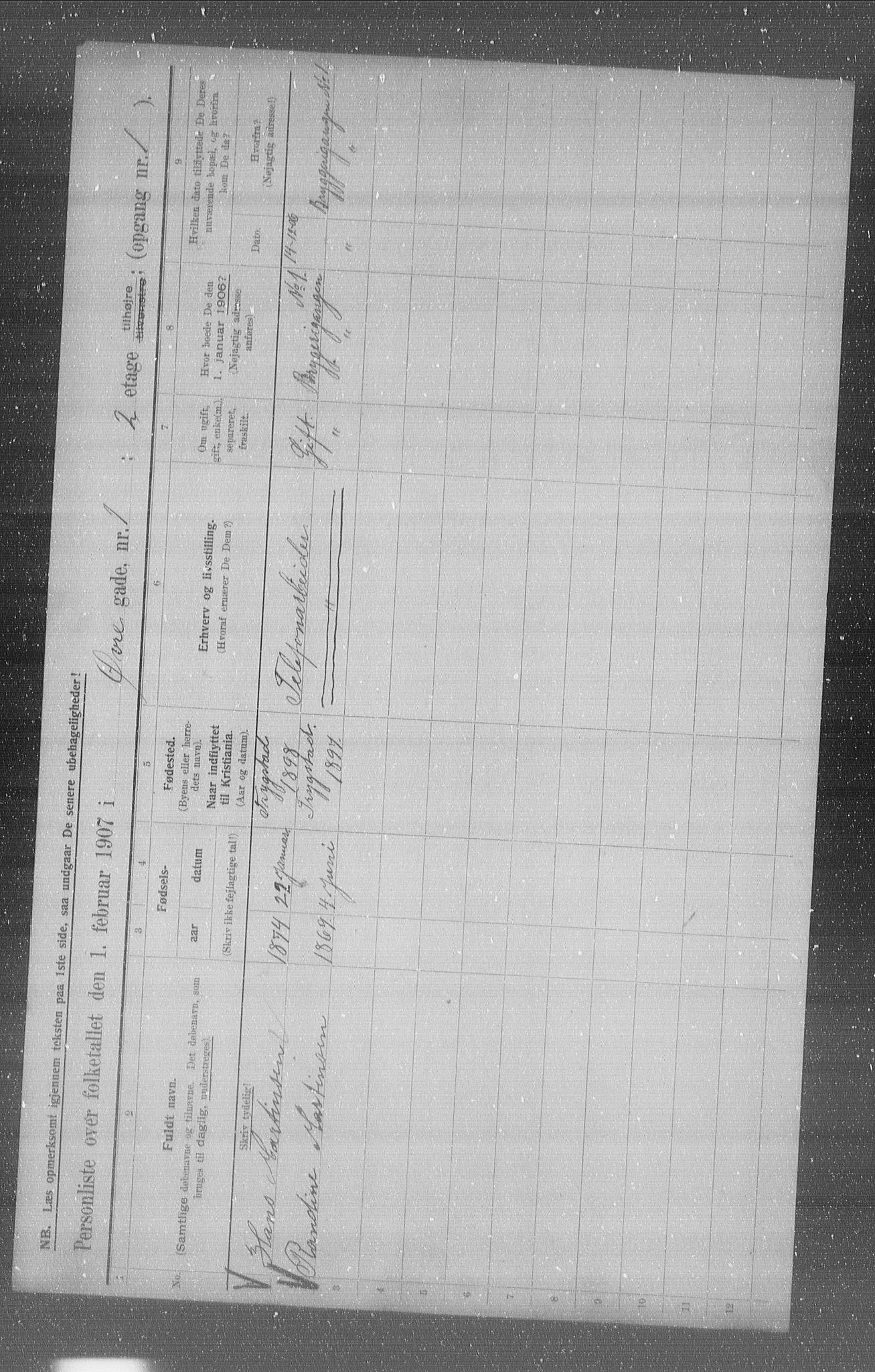 OBA, Municipal Census 1907 for Kristiania, 1907, p. 65809