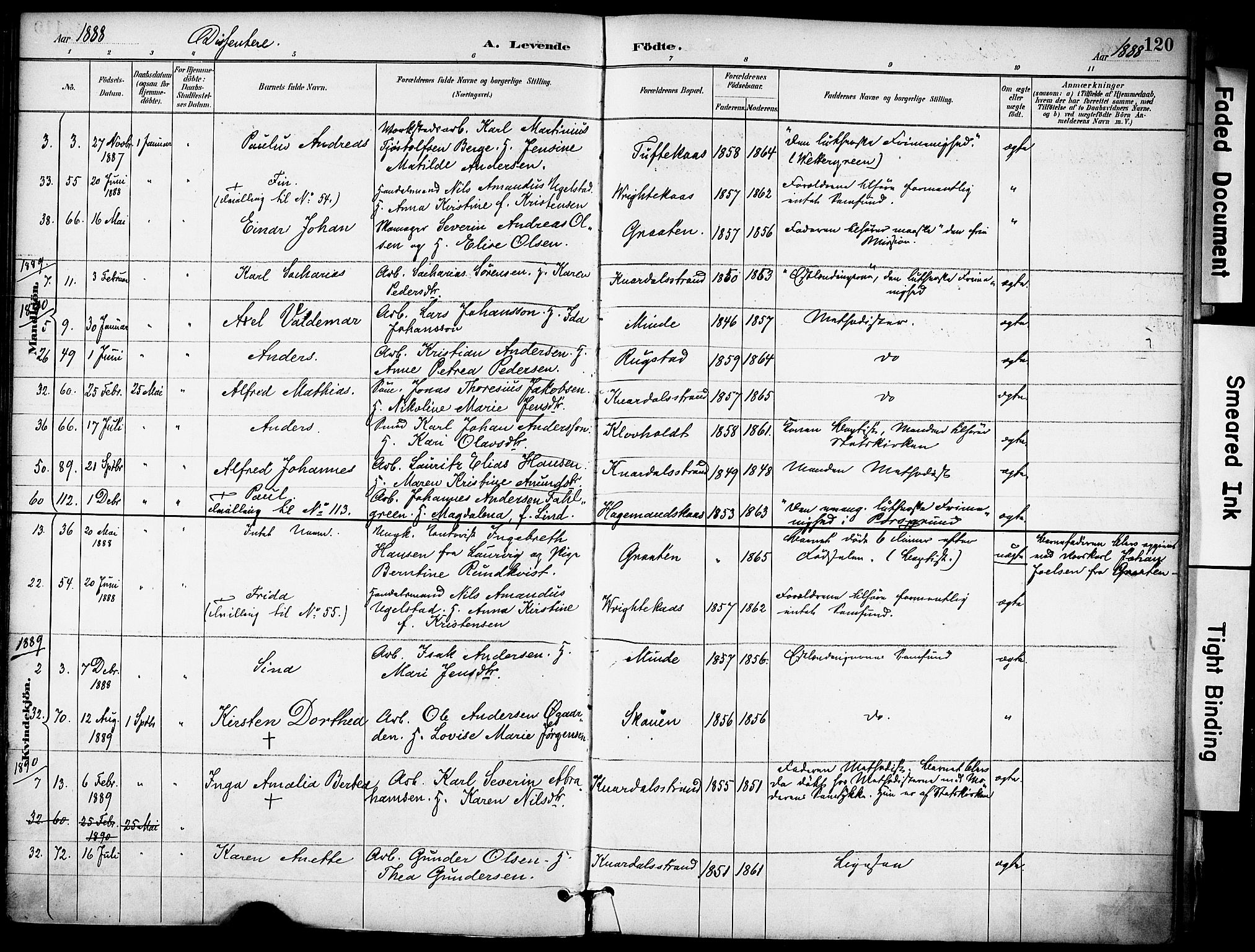 Solum kirkebøker, SAKO/A-306/F/Fa/L0010: Parish register (official) no. I 10, 1888-1898, p. 120