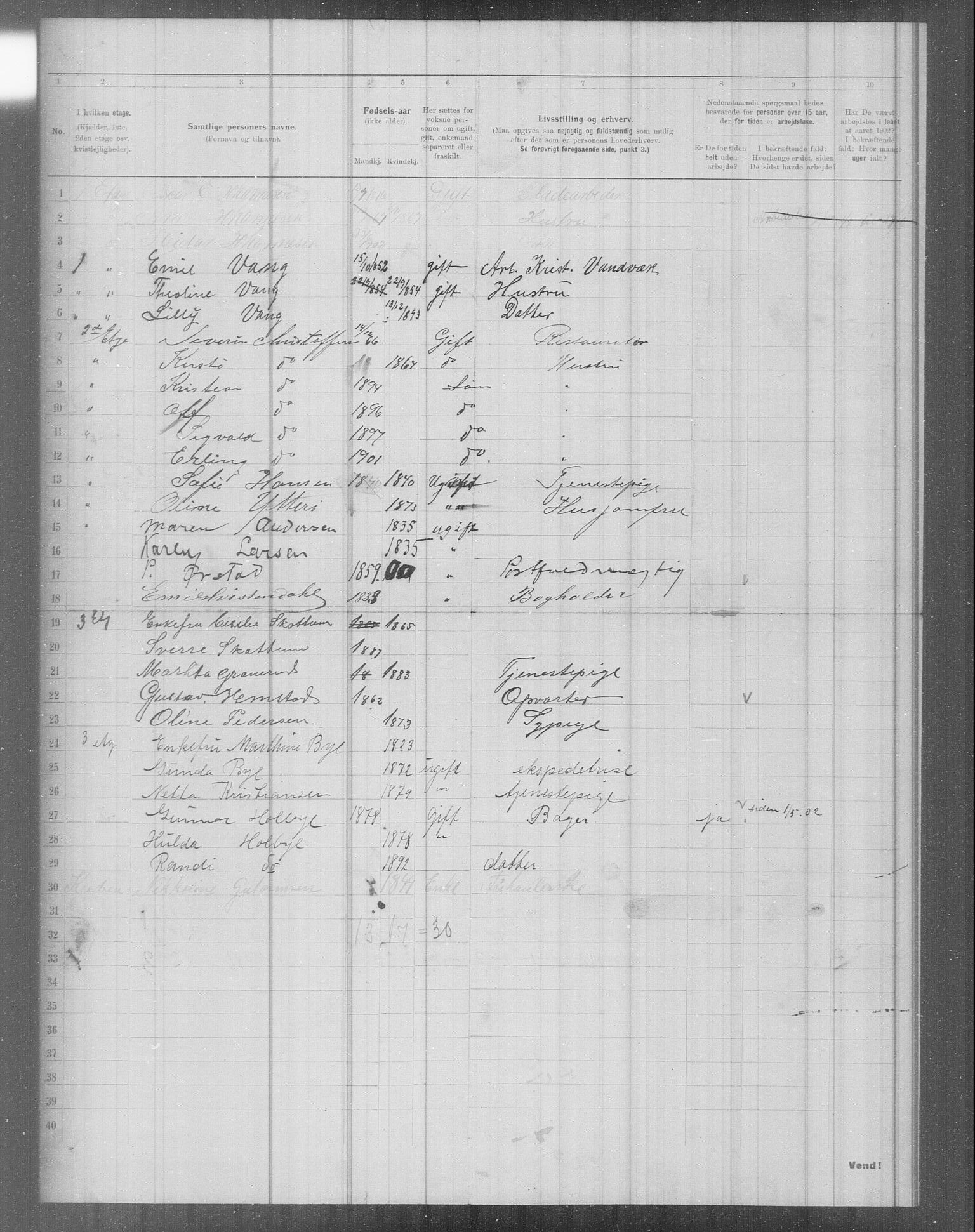 OBA, Municipal Census 1902 for Kristiania, 1902, p. 4713