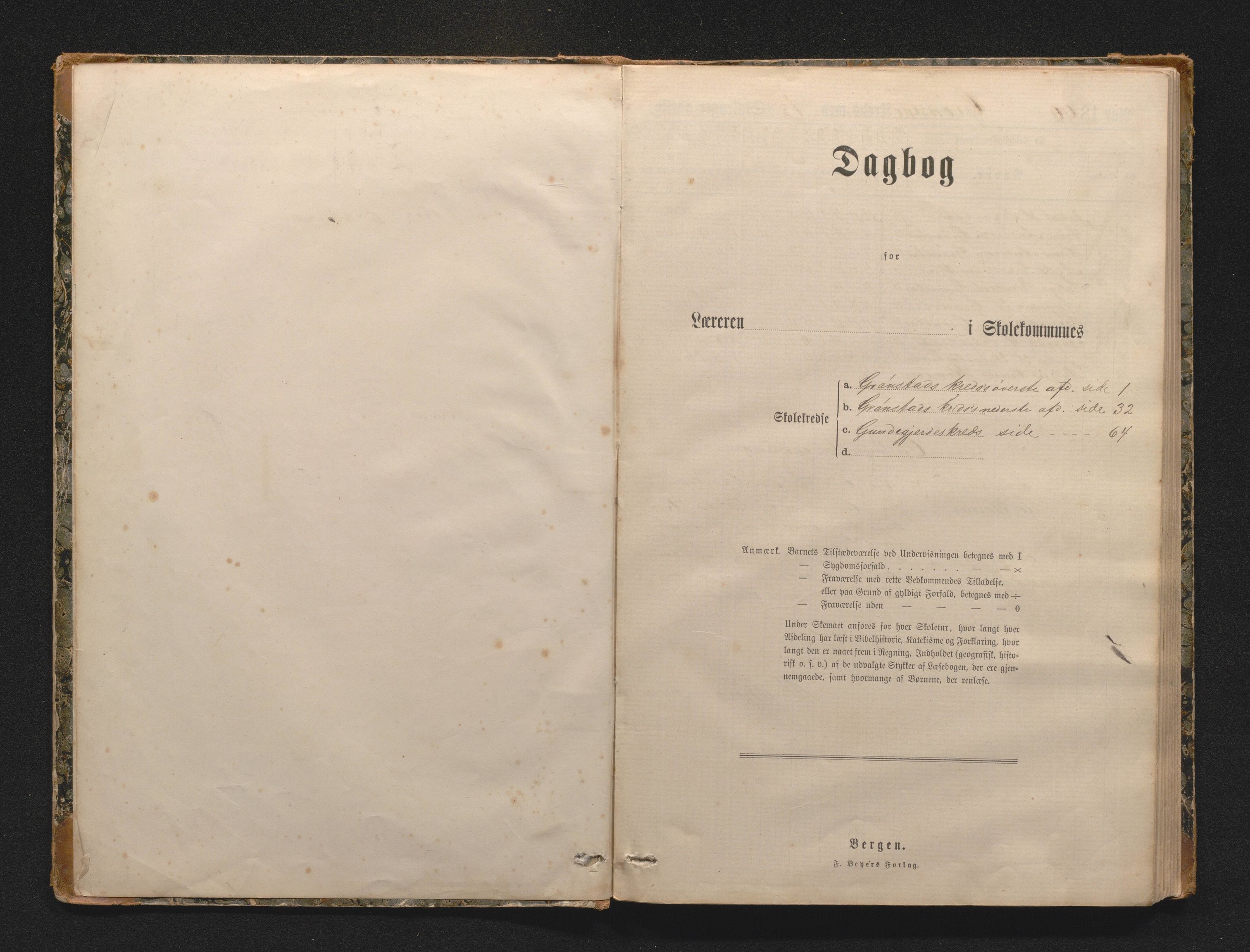 Etne kommune. Barneskulane, IKAH/1211-231/G/Gc/L0004: Dagbok for Gundegjerde og Grønstad skular, 1890-1904