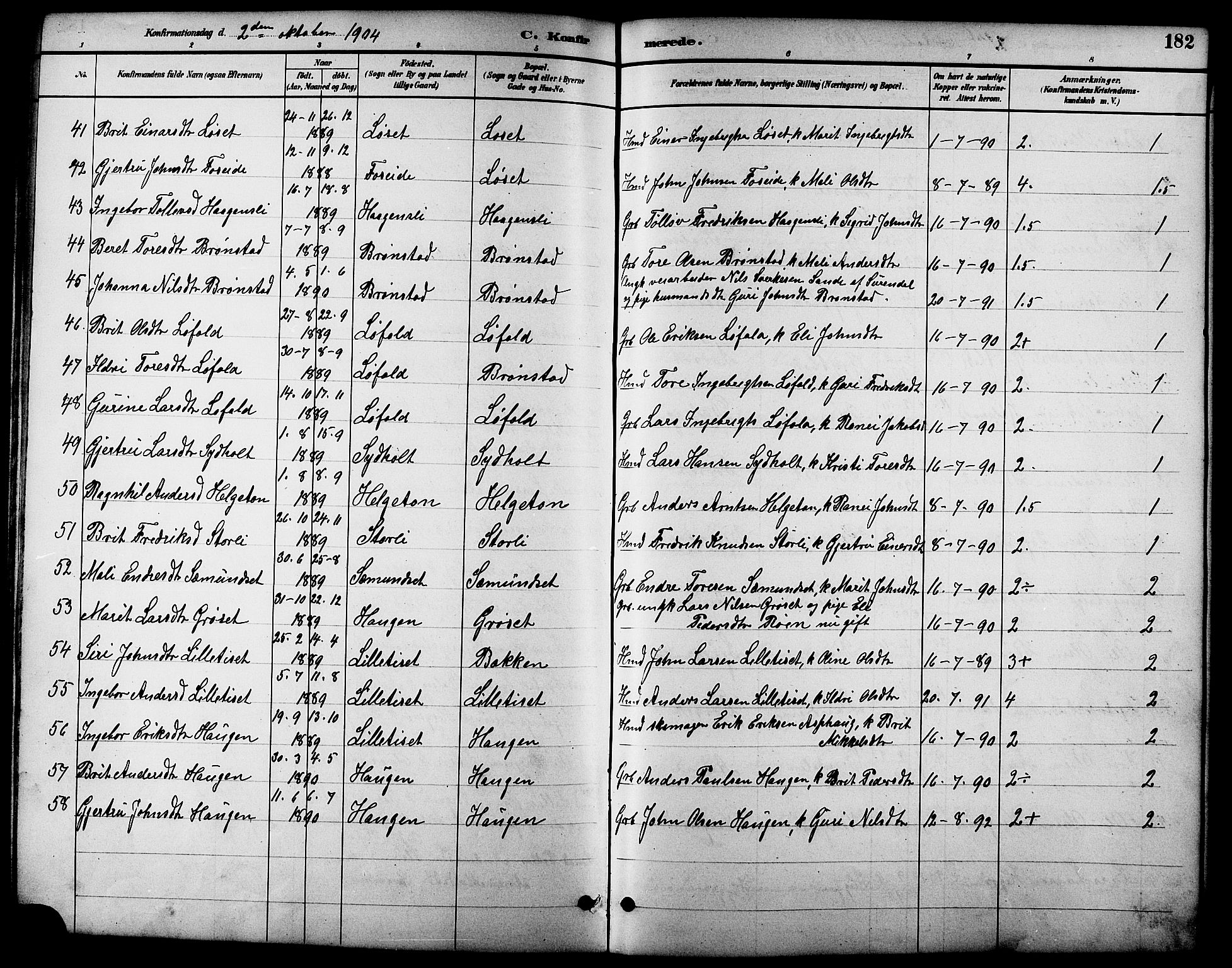 Ministerialprotokoller, klokkerbøker og fødselsregistre - Møre og Romsdal, AV/SAT-A-1454/598/L1078: Parish register (copy) no. 598C03, 1892-1909, p. 182