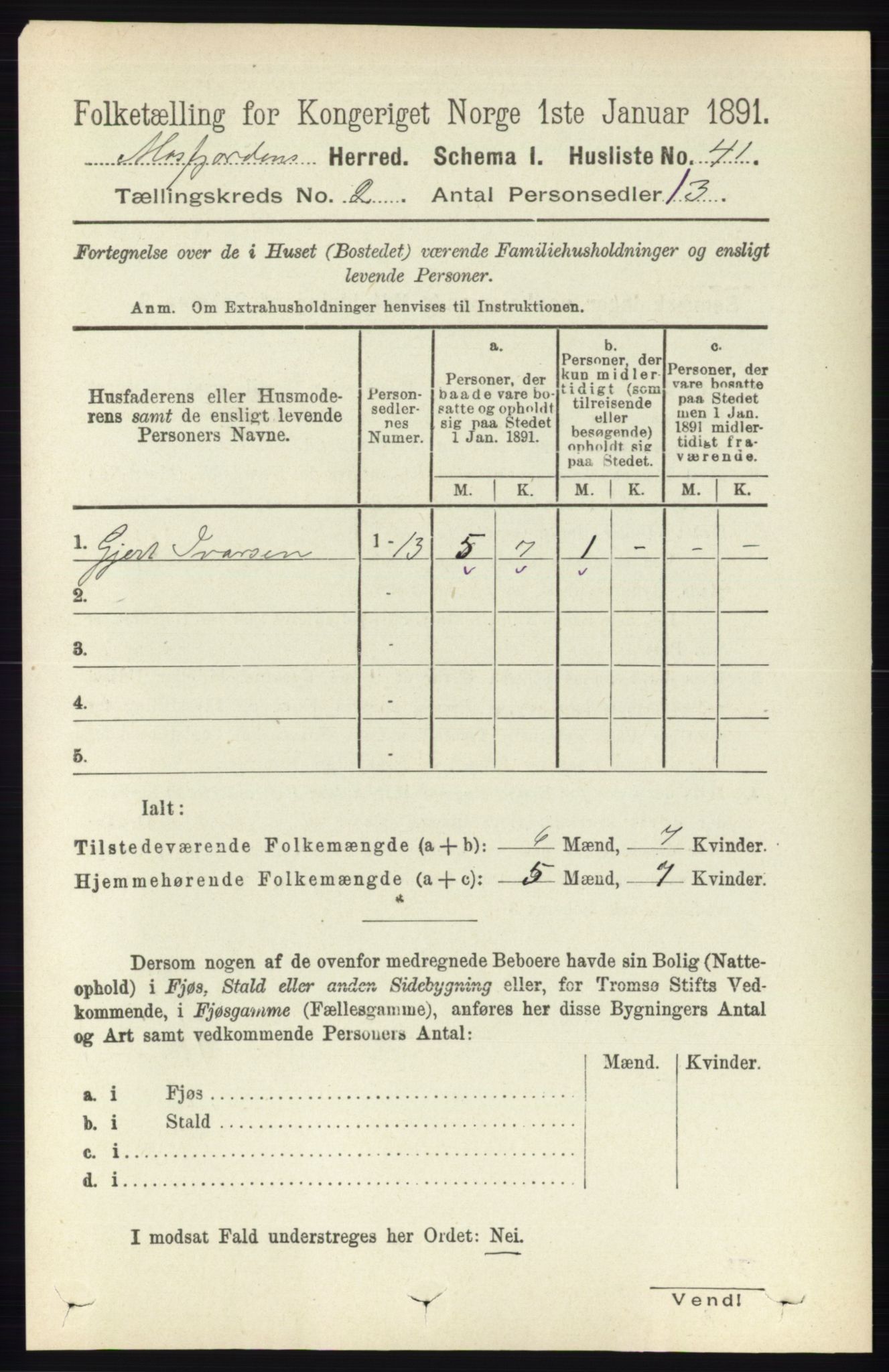 RA, 1891 census for 1266 Masfjorden, 1891, p. 183
