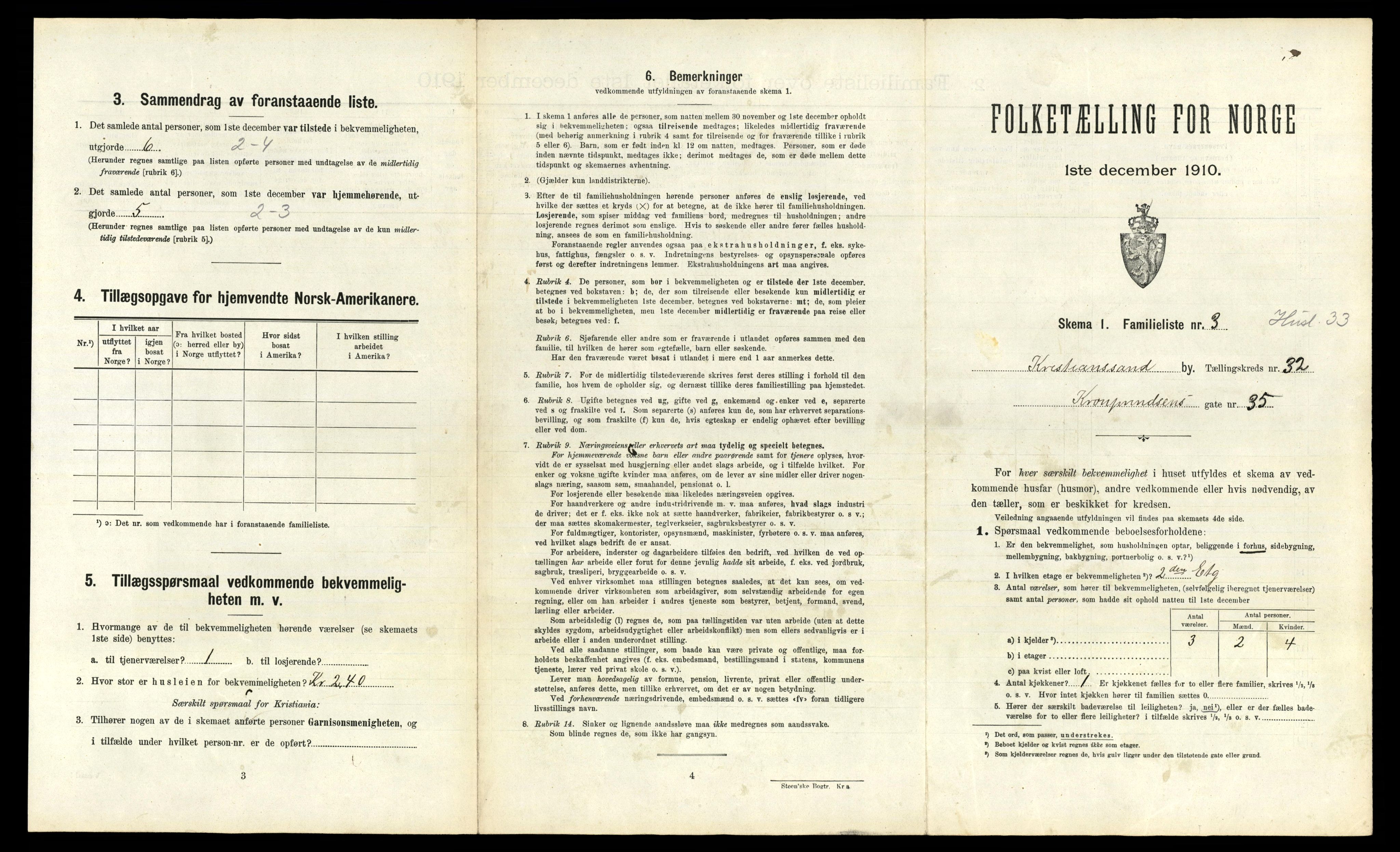 RA, 1910 census for Kristiansand, 1910, p. 8582