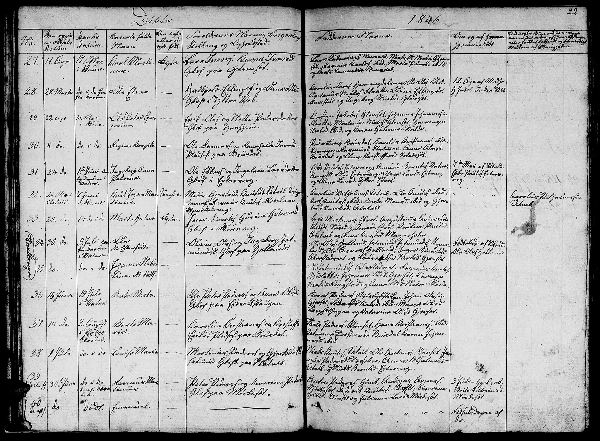 Ministerialprotokoller, klokkerbøker og fødselsregistre - Møre og Romsdal, AV/SAT-A-1454/524/L0362: Parish register (copy) no. 524C03, 1840-1854, p. 22