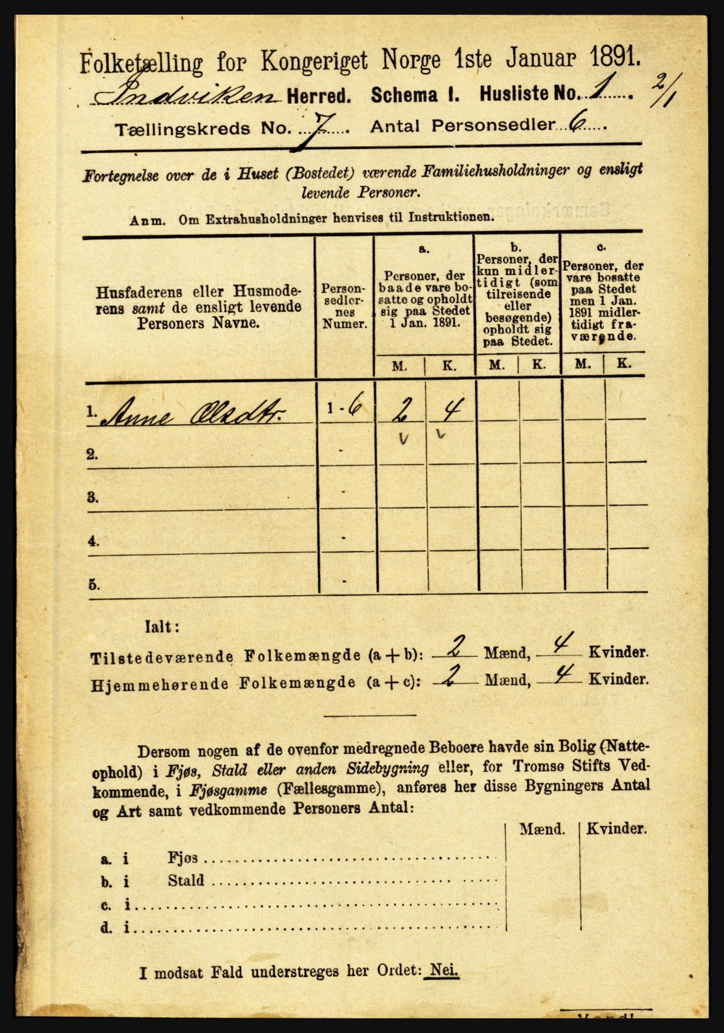 RA, 1891 census for 1447 Innvik, 1891, p. 2599