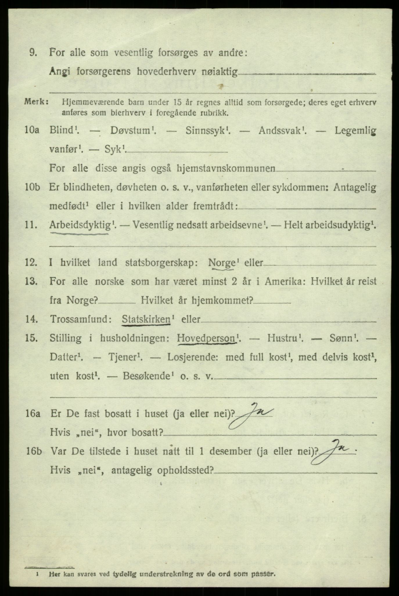 SAB, 1920 census for Kvam, 1920, p. 7026