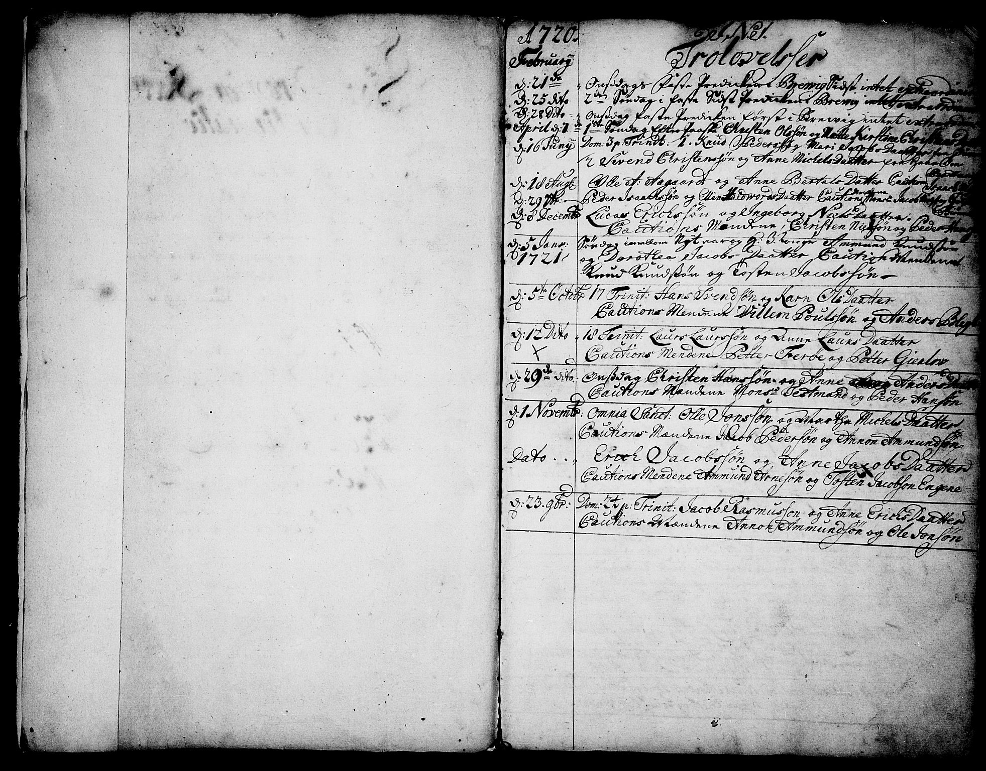 Brevik kirkebøker, SAKO/A-255/F/Fa/L0002: Parish register (official) no. 2, 1720-1764, p. 1