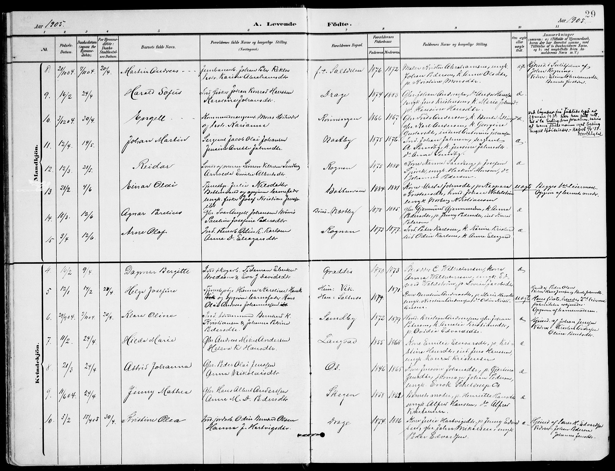 Ministerialprotokoller, klokkerbøker og fødselsregistre - Nordland, AV/SAT-A-1459/847/L0672: Parish register (official) no. 847A12, 1902-1919, p. 29