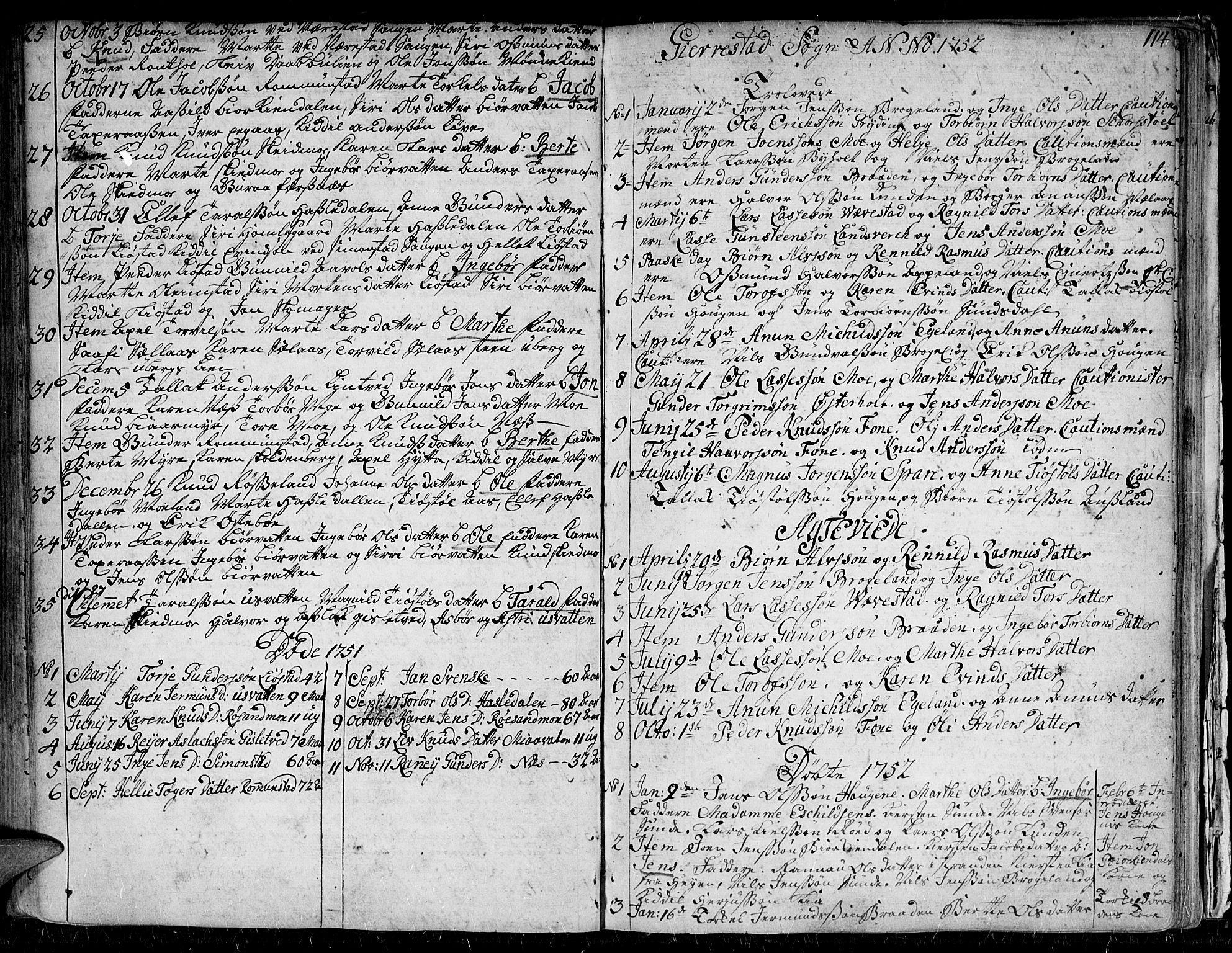 Gjerstad sokneprestkontor, SAK/1111-0014/F/Fa/Faa/L0002: Parish register (official) no. A 2, 1717-1779, p. 114