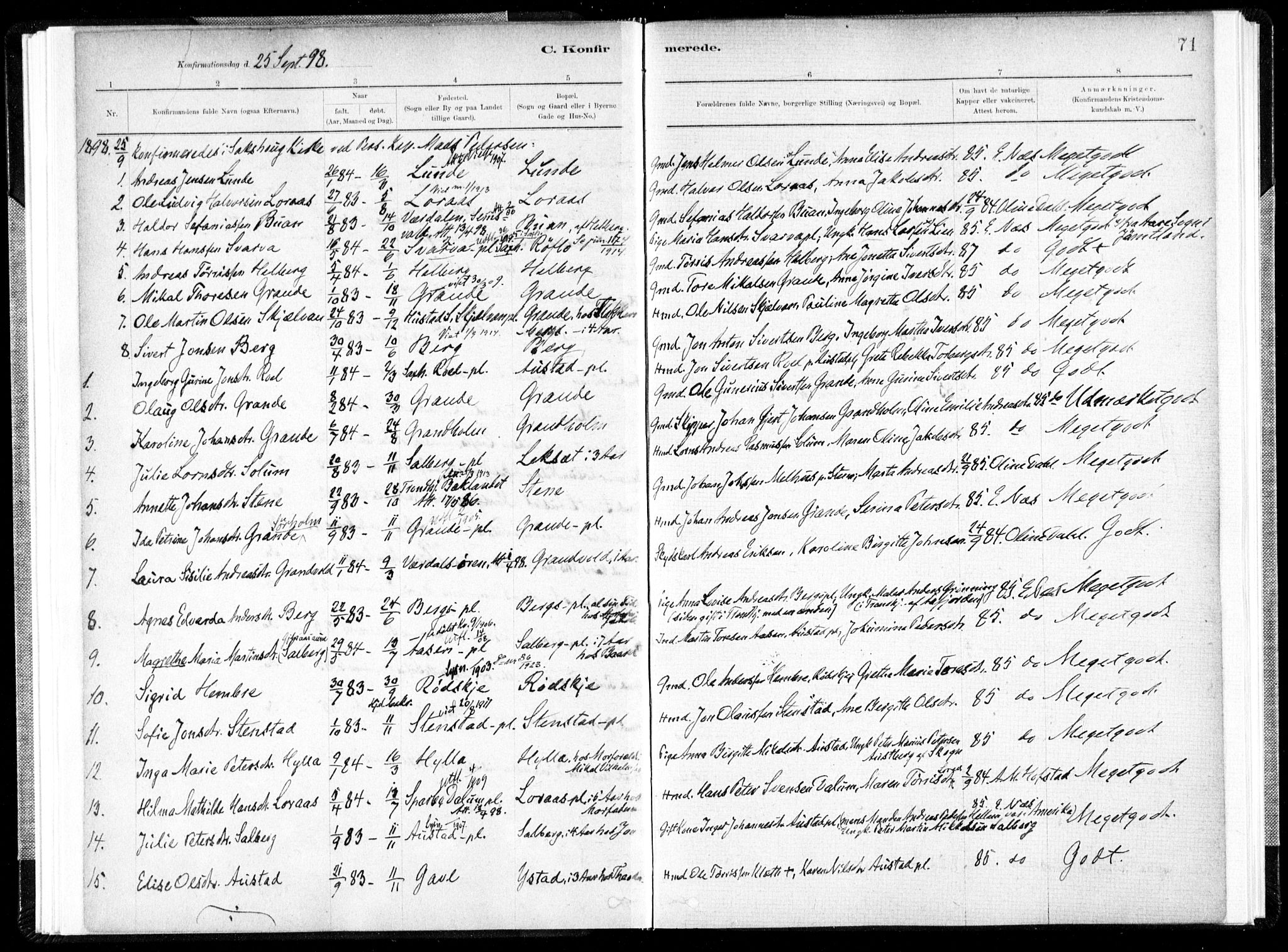Ministerialprotokoller, klokkerbøker og fødselsregistre - Nord-Trøndelag, SAT/A-1458/731/L0309: Parish register (official) no. 731A01, 1879-1918, p. 71